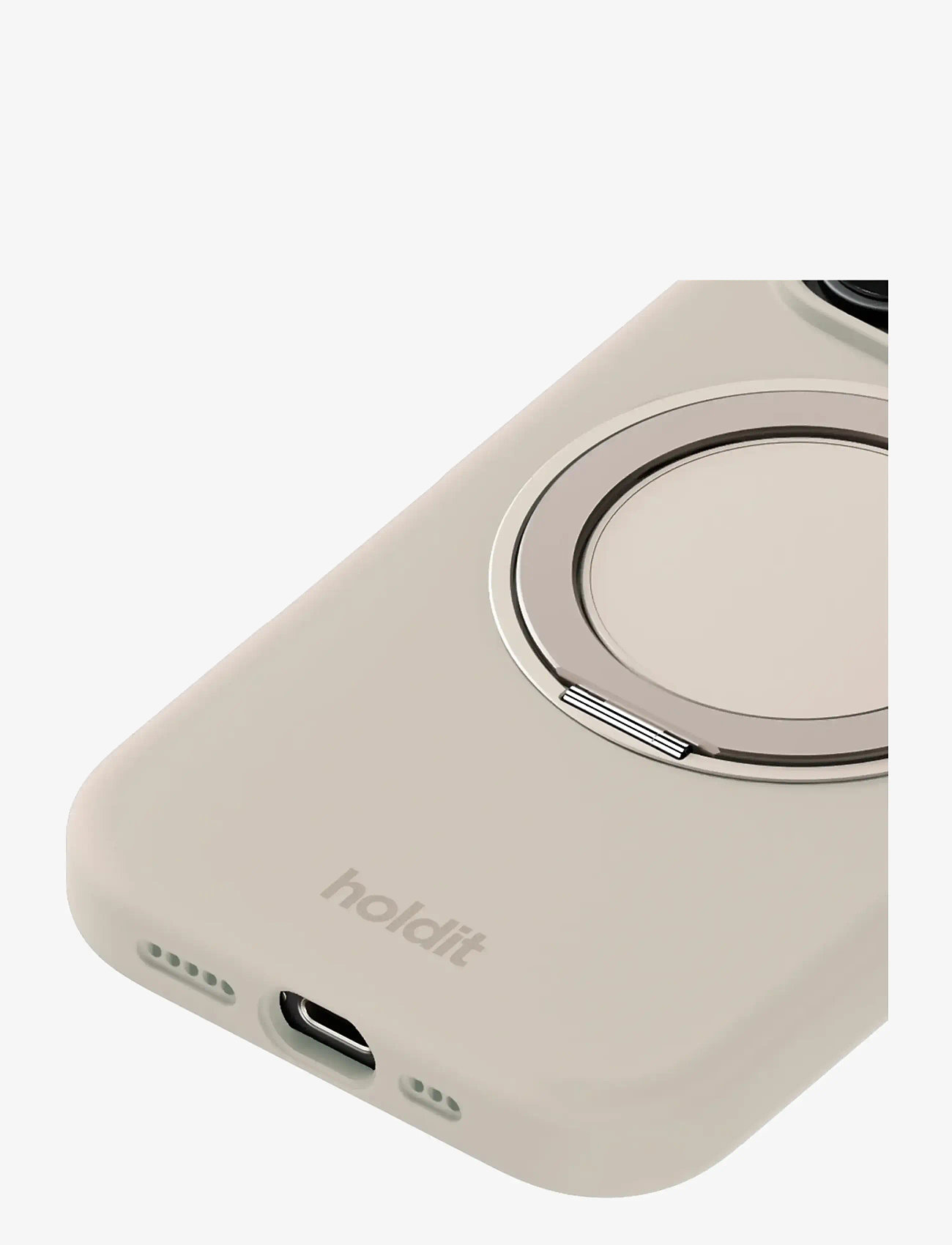 Holdit - Silicone Stand Case iPhone 16 Pro Mocha Brown - mobilskal - light beige - 1