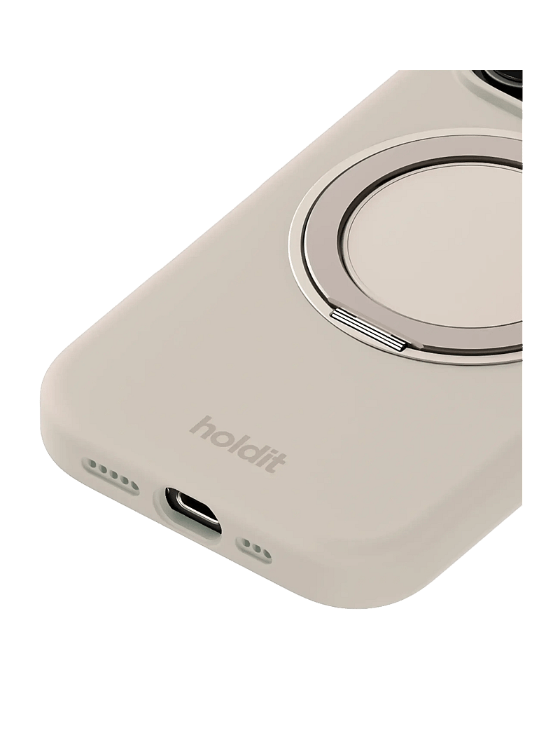 Holdit - Silicone Stand Case iPhone 16 Pro Mocha Brown - mobilskal - light beige - 1