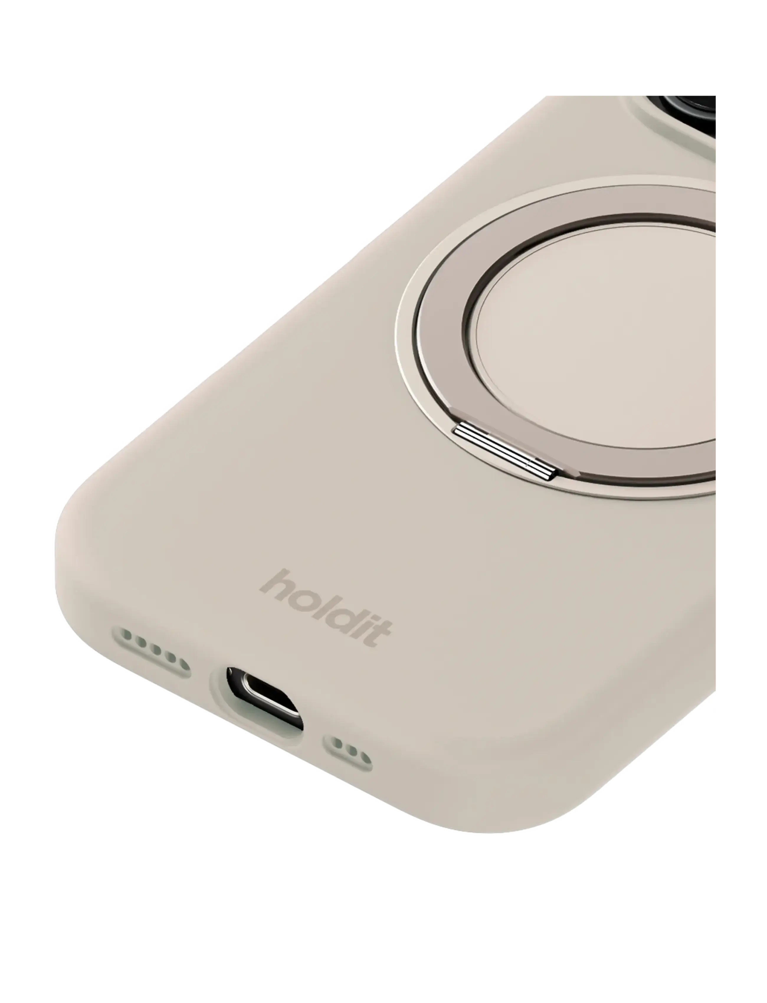 Holdit - Silicone Stand Case iPhone 16 Pro Mocha Brown - telefona vāciņi - light beige - 1