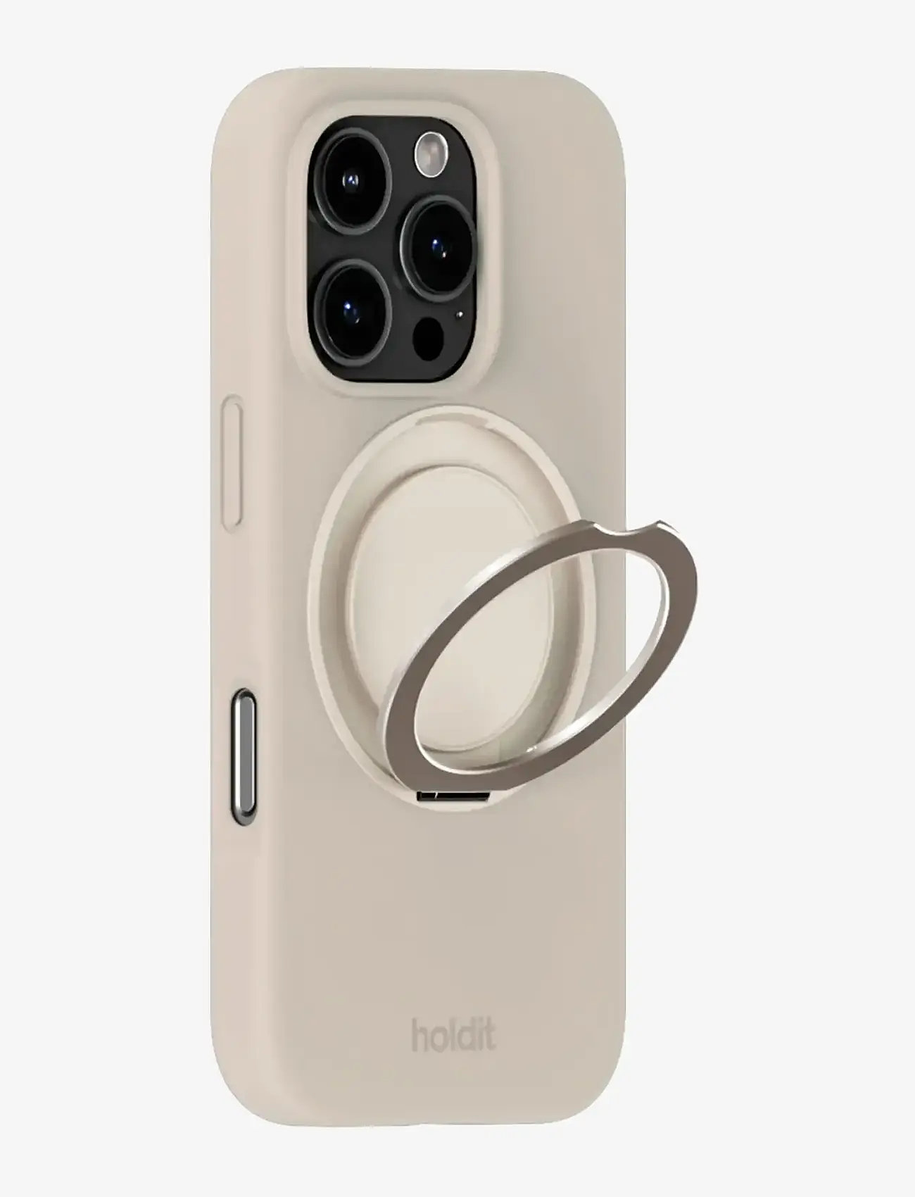 Holdit - Silicone Stand Case iPhone 16 Pro Mocha Brown - mobilskal - light beige - 2