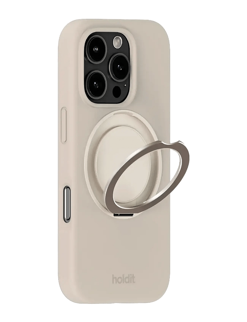 Holdit - Silicone Stand Case iPhone 16 Pro Mocha Brown - mobilskal - light beige - 2