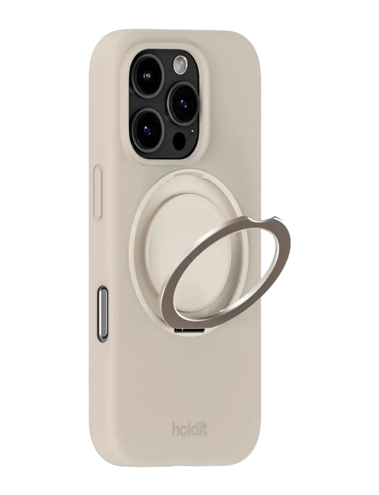 Holdit - Silicone Stand Case iPhone 16 Pro Mocha Brown - telefona vāciņi - light beige - 2