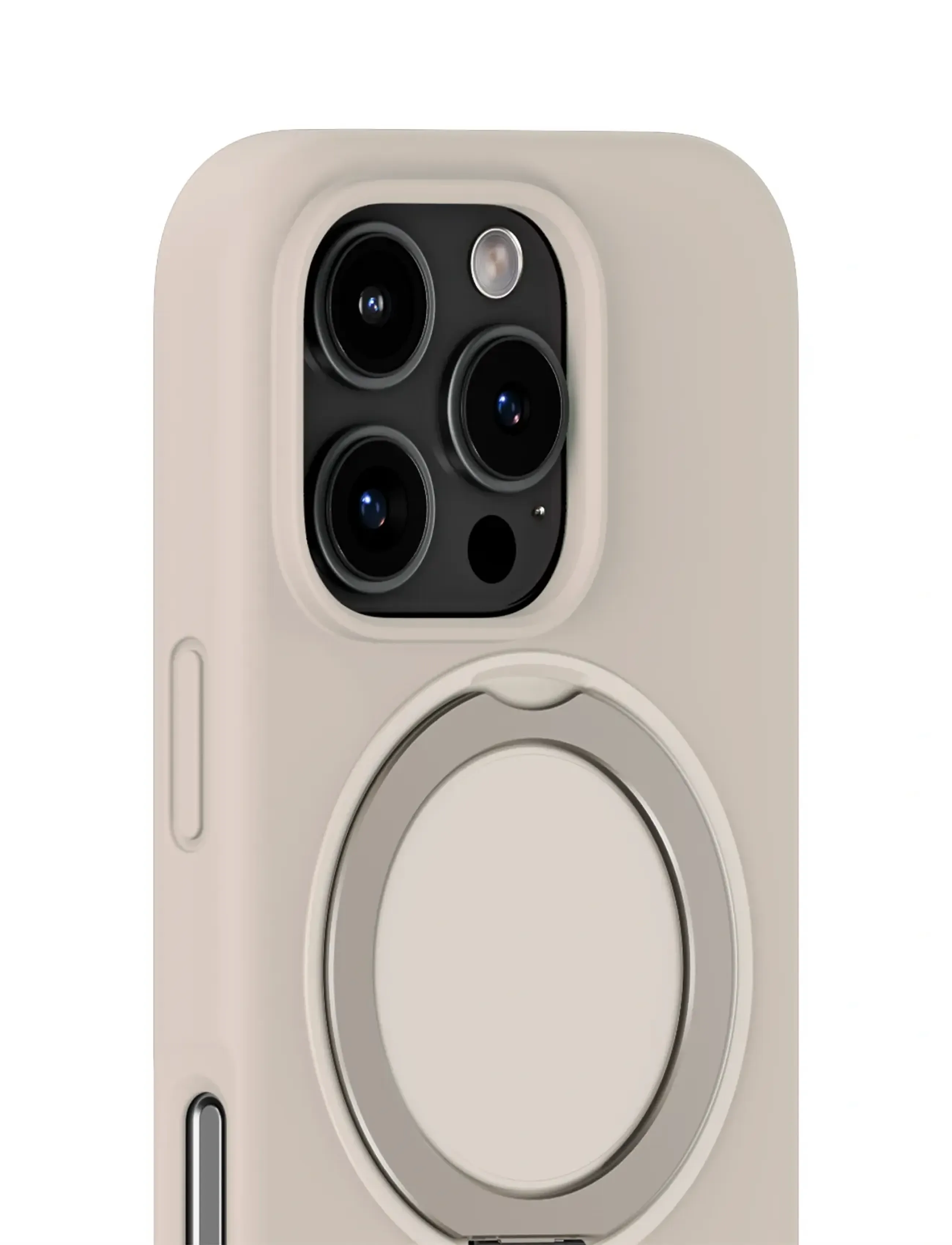Holdit - Silicone Stand Case iPhone 16 Pro Mocha Brown - telefona vāciņi - light beige - 3