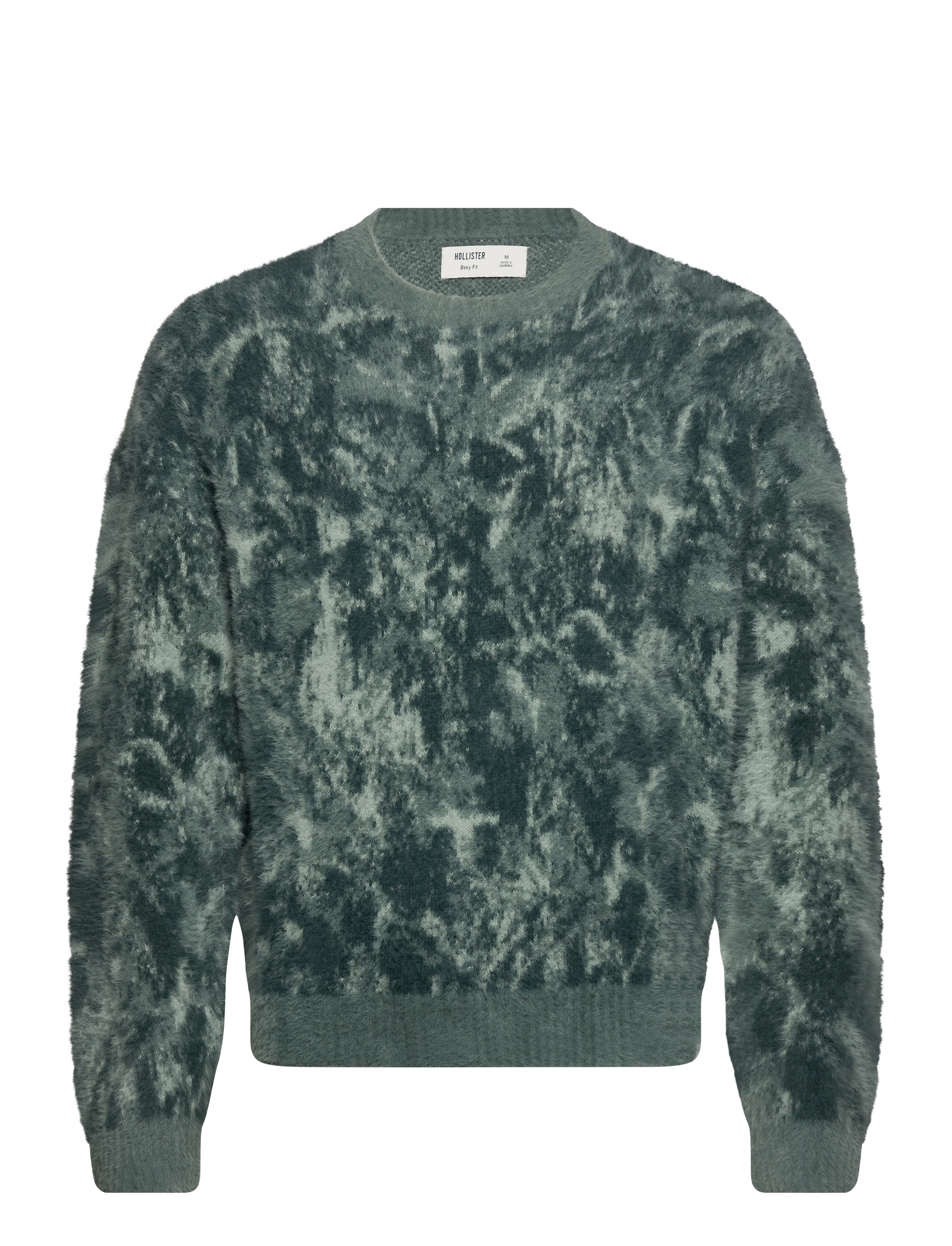 Hollister Fuzzy Crew, Mænd, Fuzzy Rundhals Sweater, Grøn, Str: XXL
