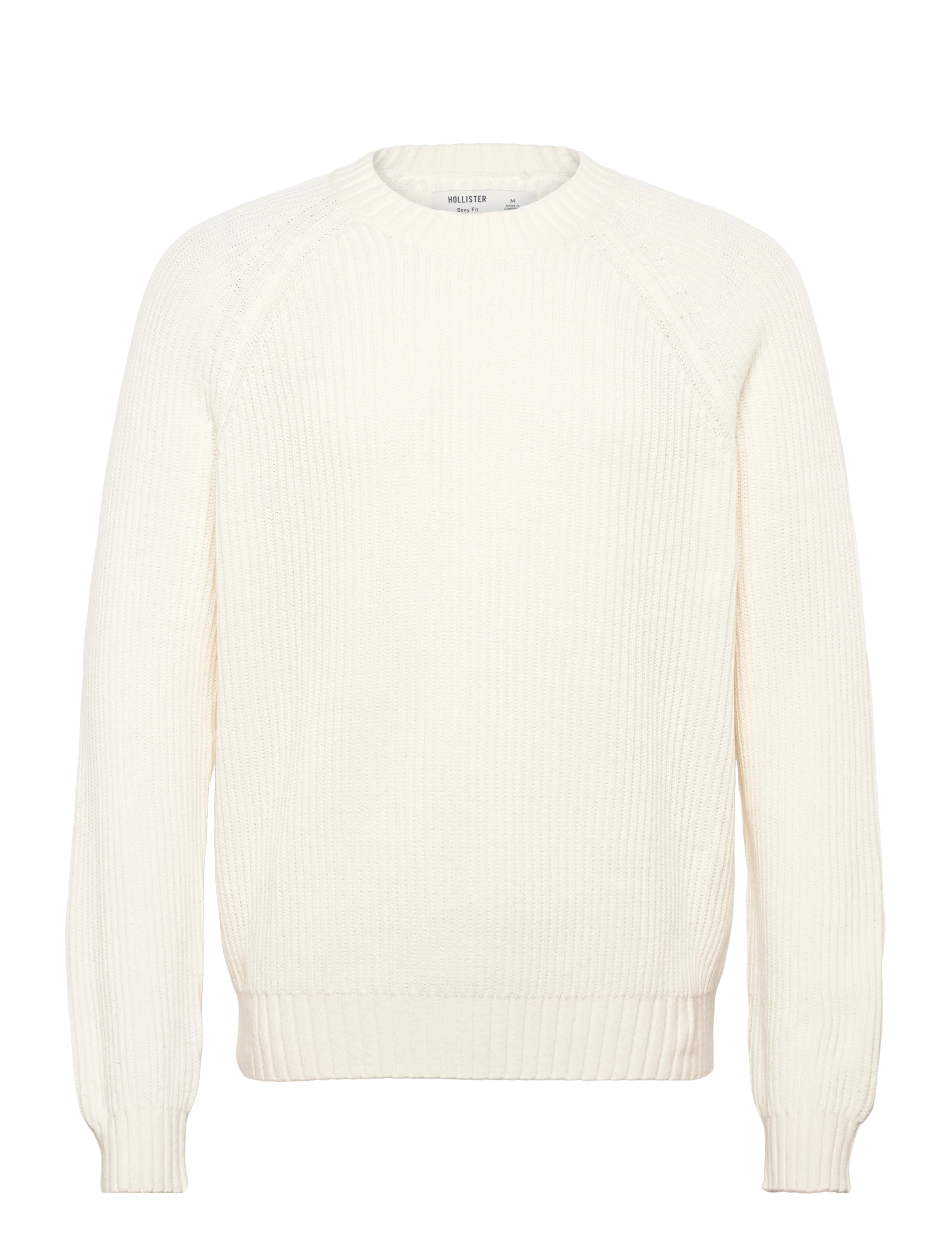 Hollister Long Sleeve Boxy Wash Crew, XXL, Knitwear, Creme - Round Necks, Männerswear