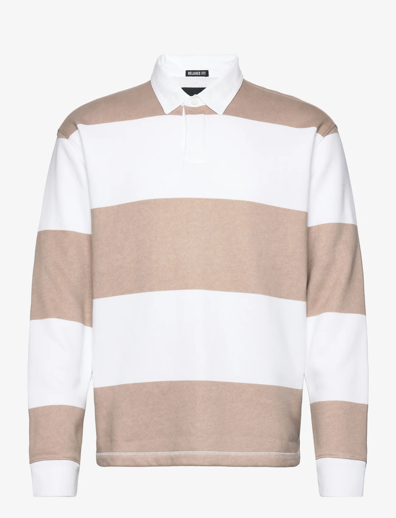 Hollister - HCo. GUYS SWEATSHIRTS - polo marškinėliai ilgomis rankovėmis - tan / white stripe - 0