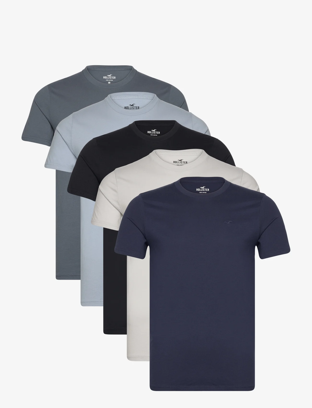 Hollister - HCo. GUYS KNITS - short-sleeved t-shirts - gray/blue/denim/dark gray/black - 0