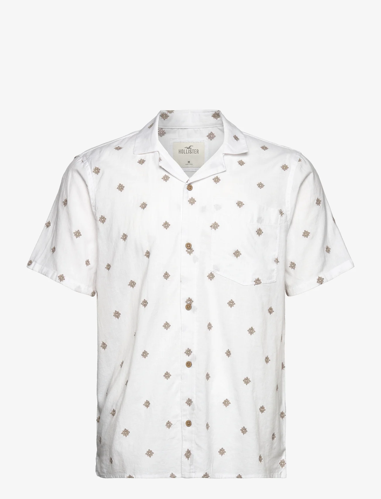 Hollister - HCo. GUYS WOVENS - kortärmade skjortor - brilliant white pattern - 0