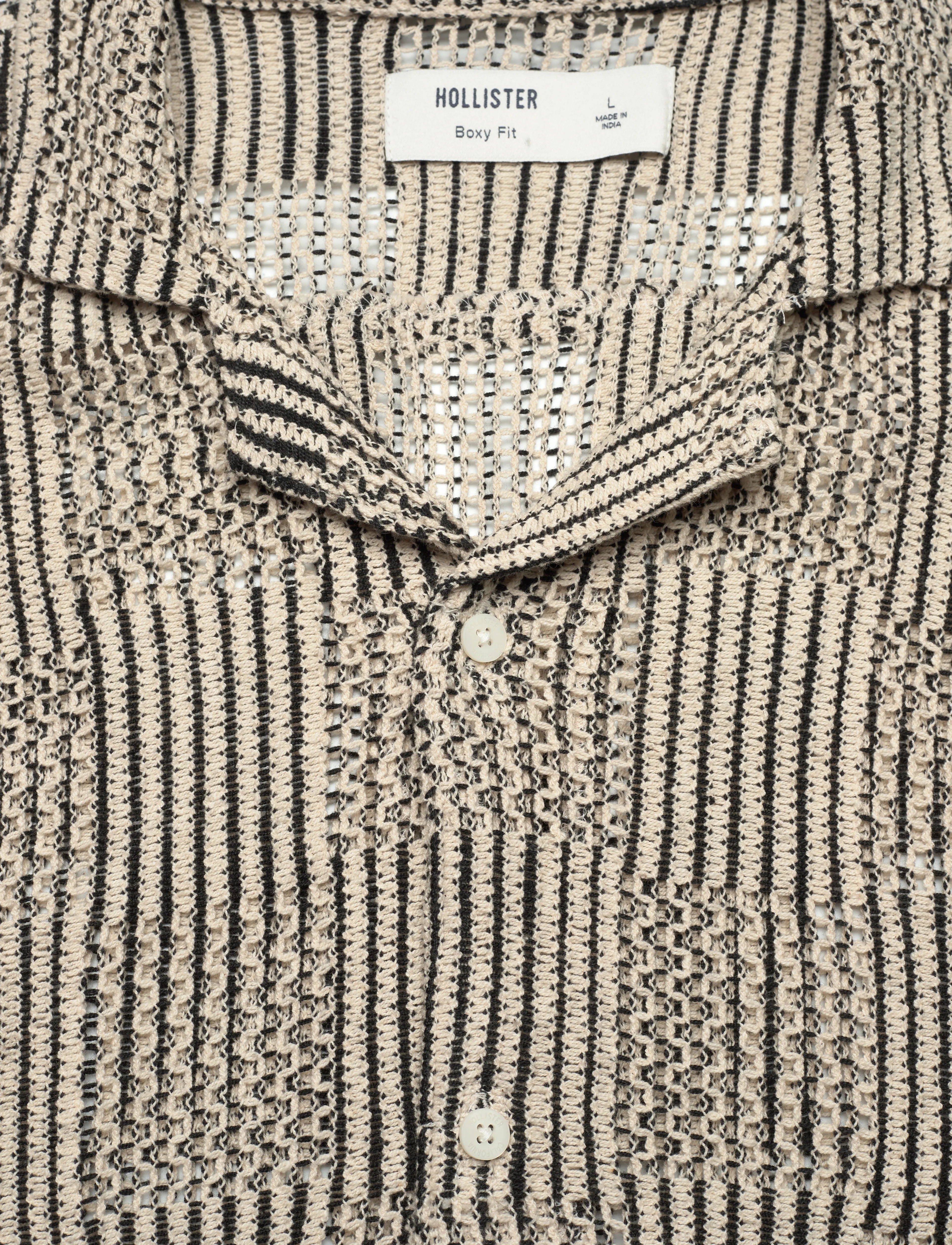 Hollister - HCo. GUYS WOVENS - kortermede skjorter - black and white patchwork crochet - 2