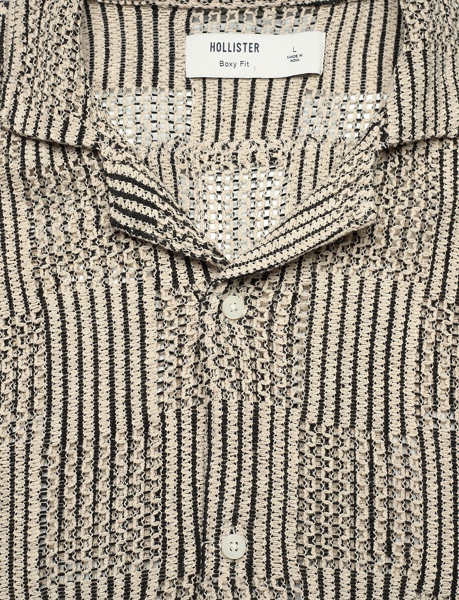 Hollister - HCo. GUYS WOVENS - lühikeste varrukatega särgid - black and white patchwork crochet - 2