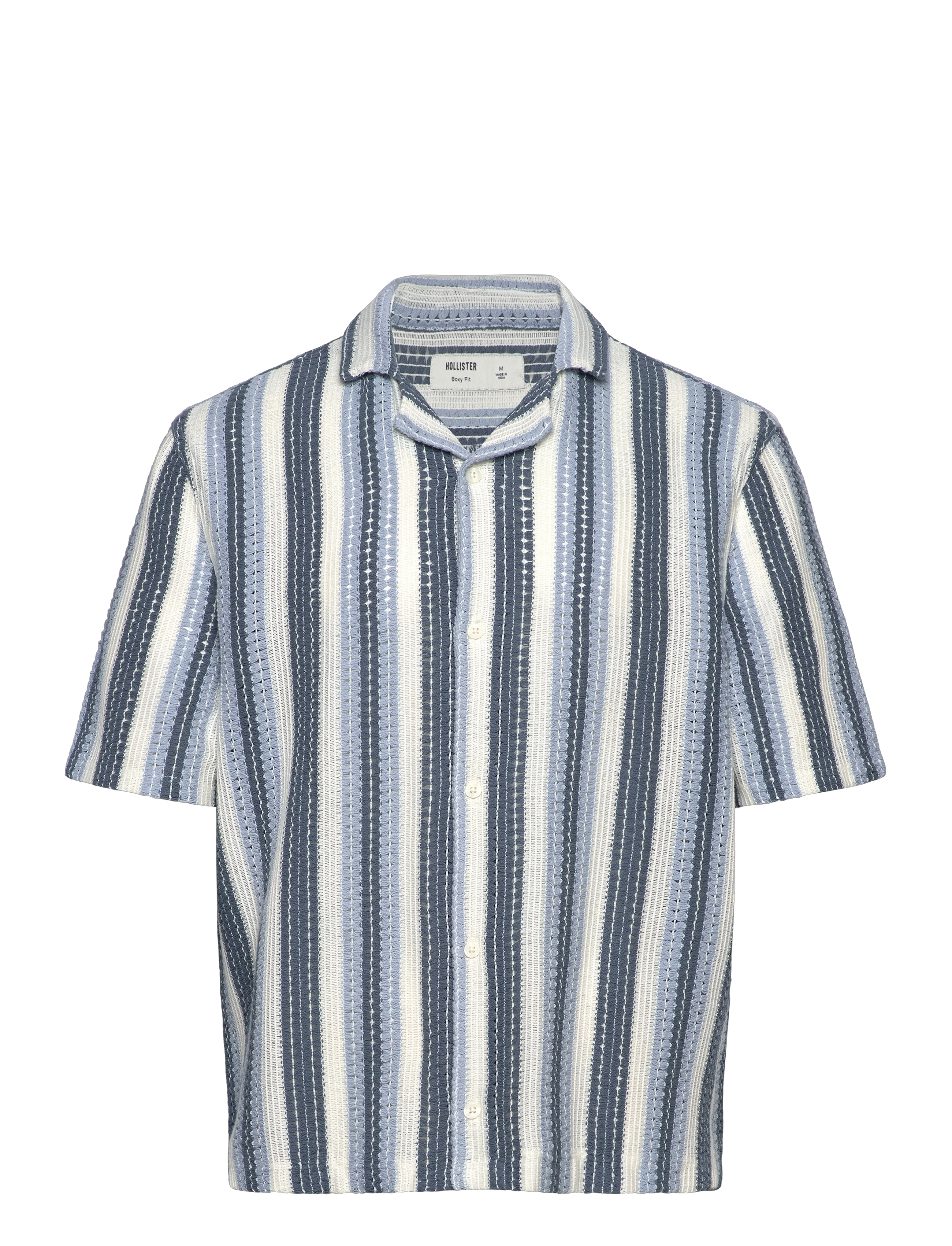 Hollister Hco. Guys Wovens, Mænd, Stribet Strikket Reverskrave Skjorte, Grå, Str: M