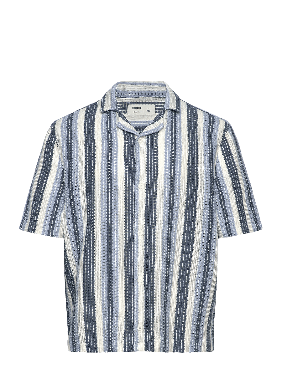 Hollister - HCo. GUYS WOVENS - kurzarmhemden - cooktown crochet tan blue - 0