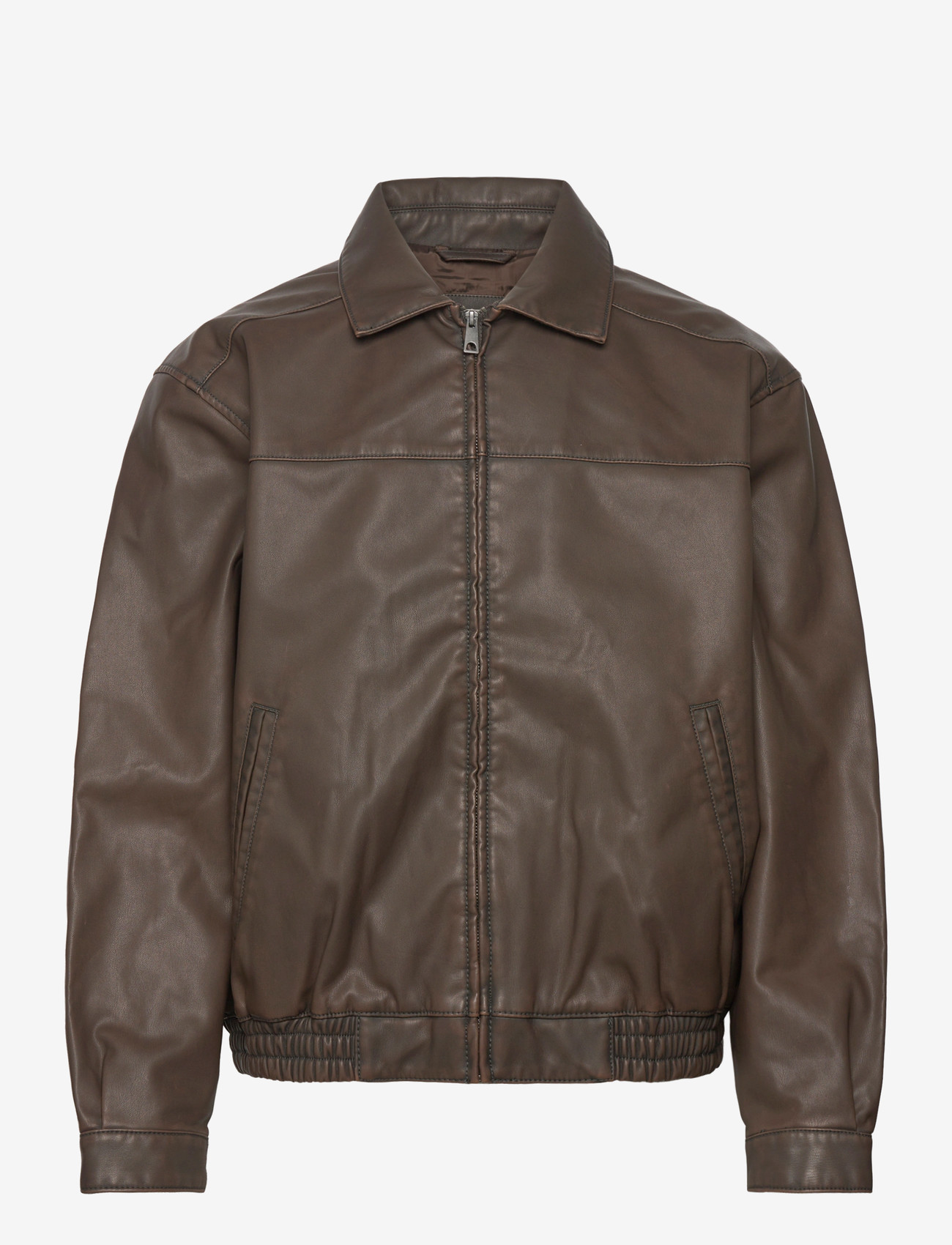Hollister - BROWN FAUX LEATHER HARRINGTON - sügisjakid - 410 - 0