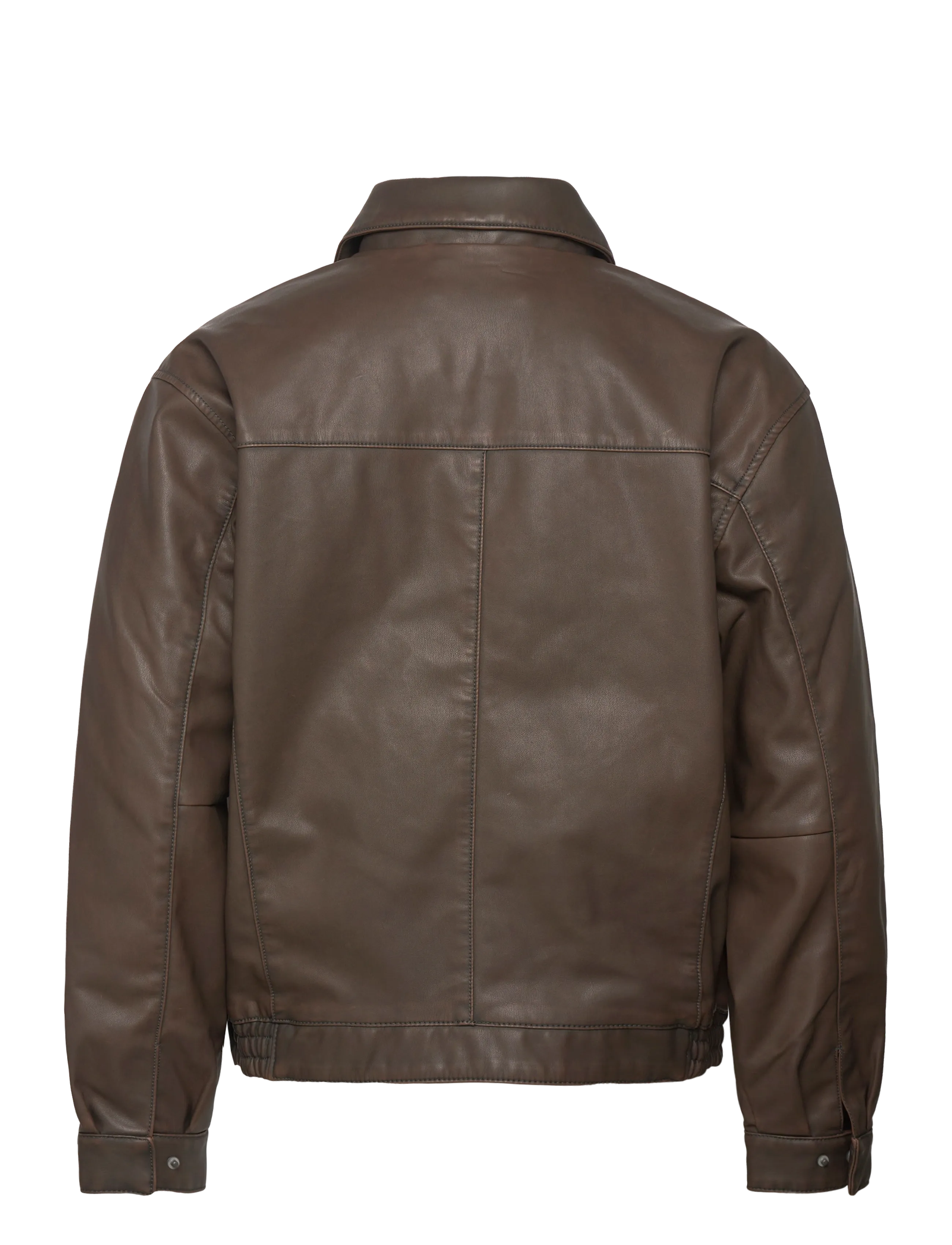 Hollister - BROWN FAUX LEATHER HARRINGTON - 410 - 1