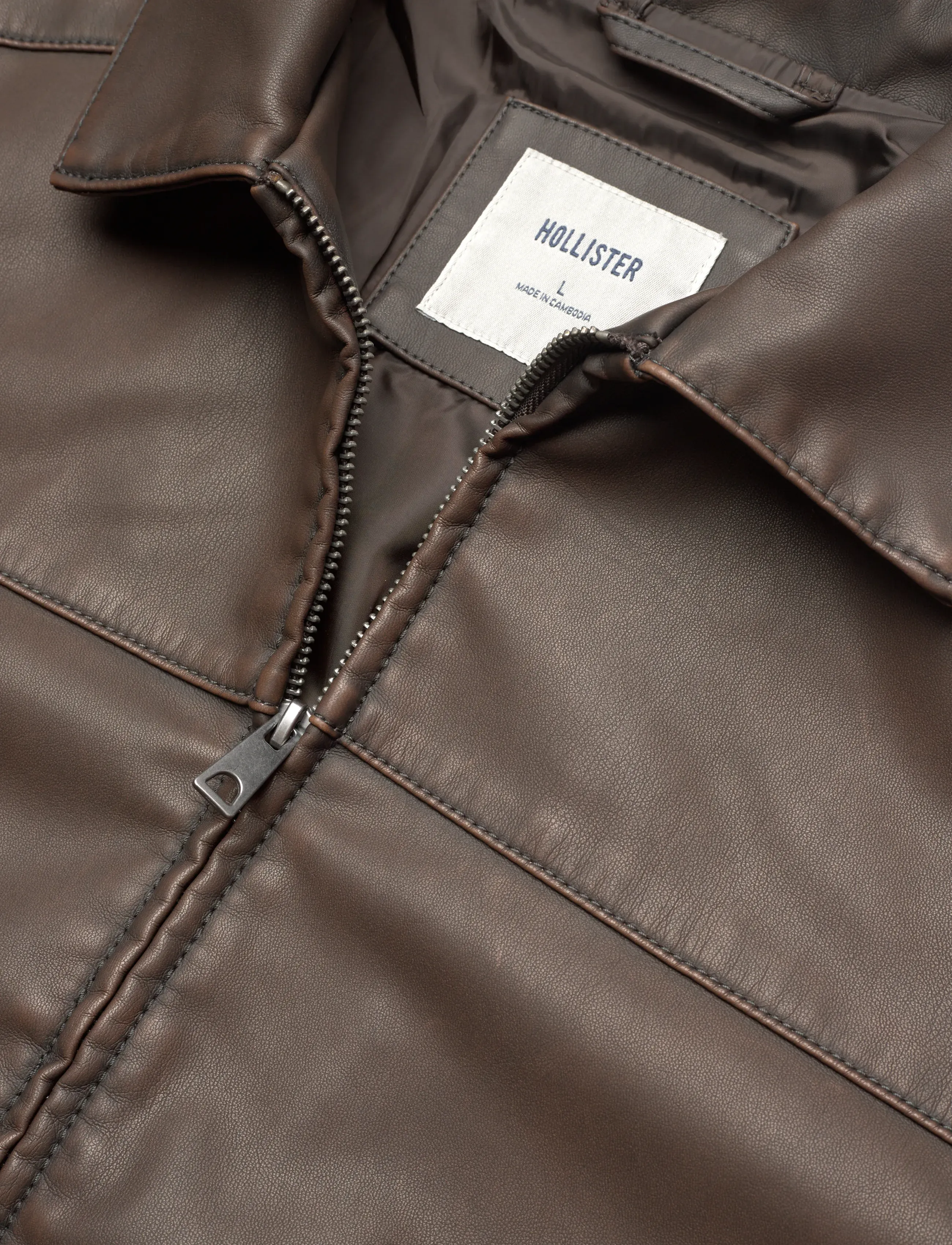 Hollister - BROWN FAUX LEATHER HARRINGTON - 410 - 2