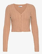 HCo. GIRLS SWEATERS - TAN BROWN SOLID CABLE