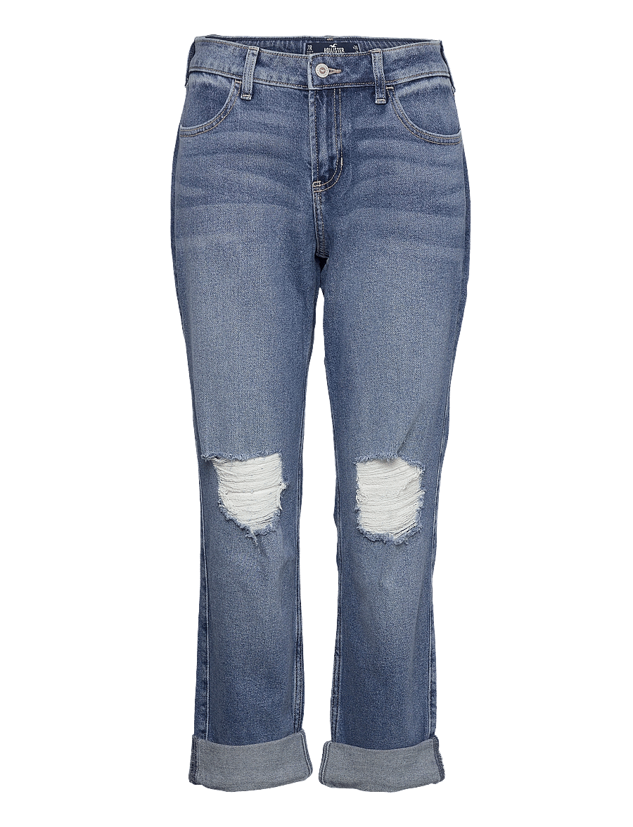 Hollister - HCo. GIRLS JEANS - vaikinų stiliaus džinsai - low rise medium knee blowout boyfriend jean - 0