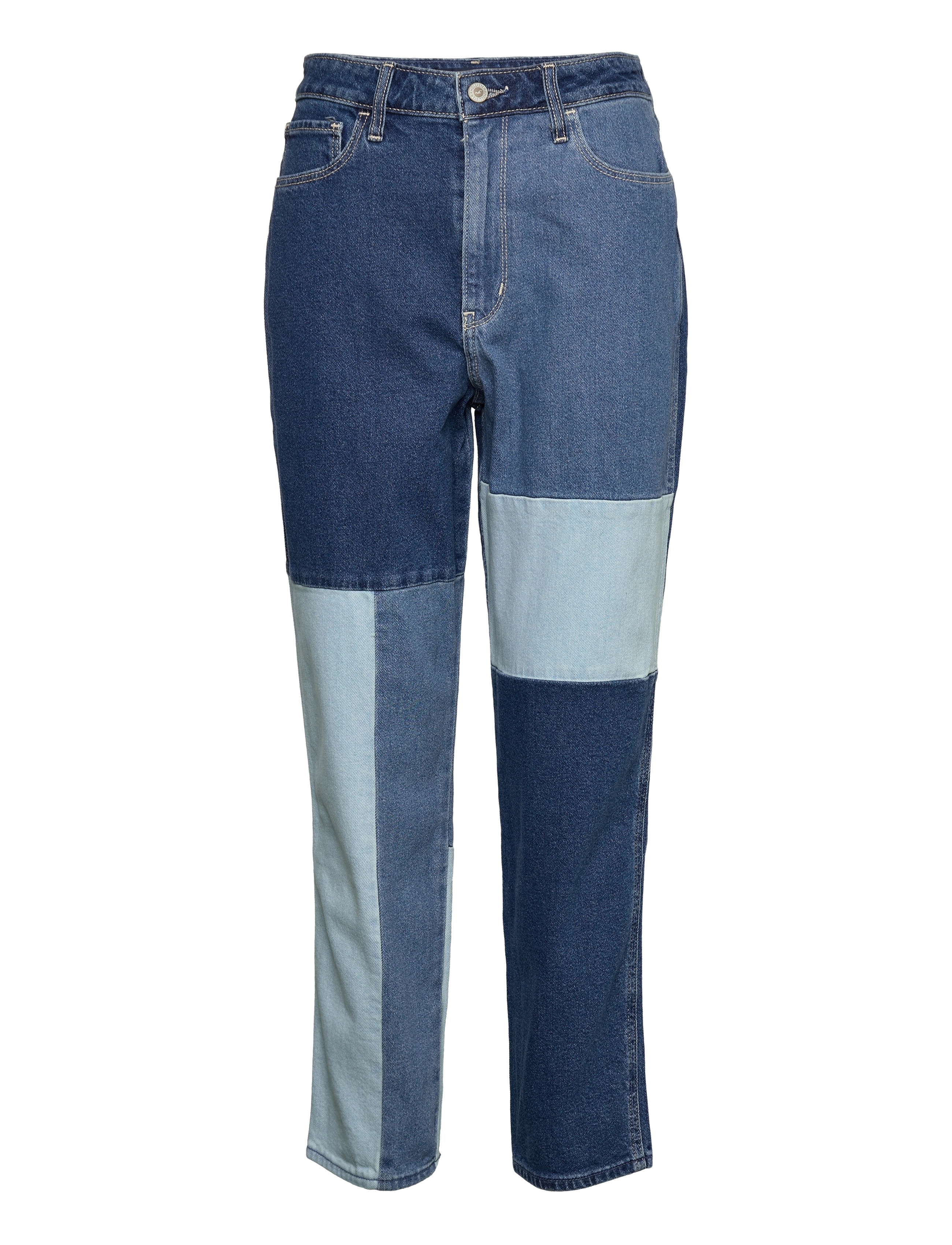 Hollister Hco. Girls Jeans, Kvinder, Højtaljede Patchwork Lige Jeans, Multi/mønstret, Str: 26 x 30