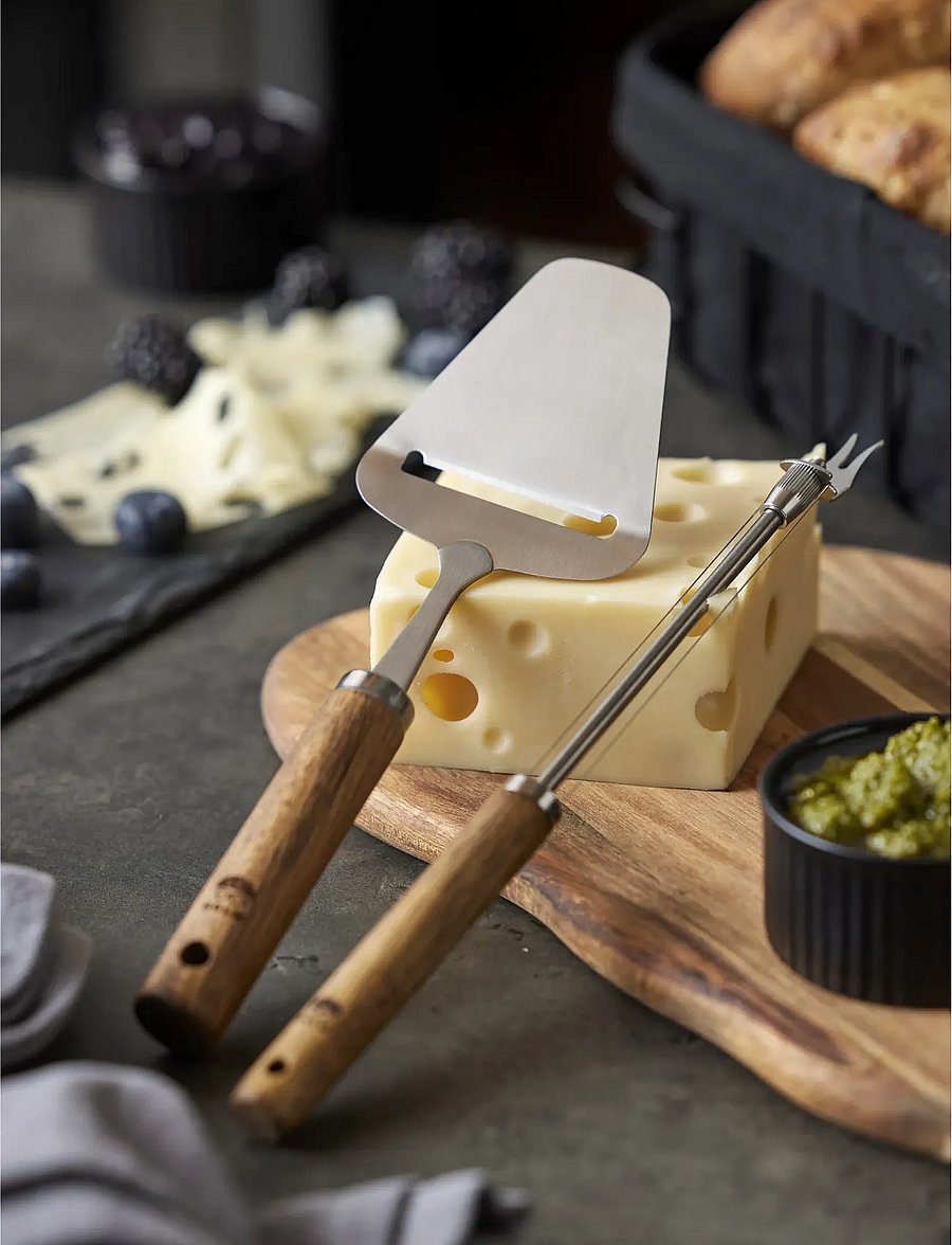 Holm - Cheese slicer 24,5 cm Stainless steel/Acacia - juustulõikurid - natural - 0