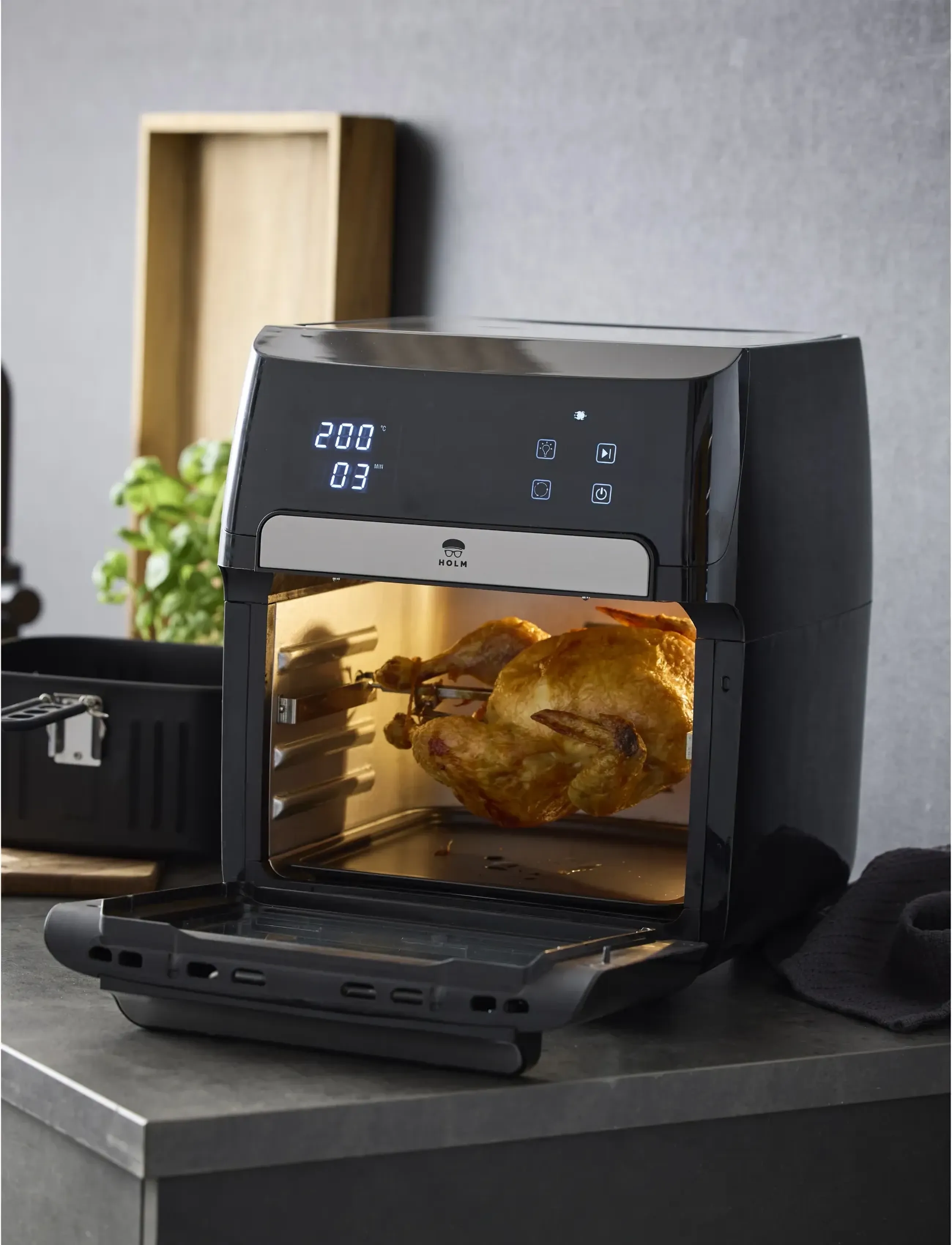 Holm Airfryer Ovn 12 Liter Sort, 12 LITER x 35.6, Black, Kitchen Appliances > Airfryers, Unisex