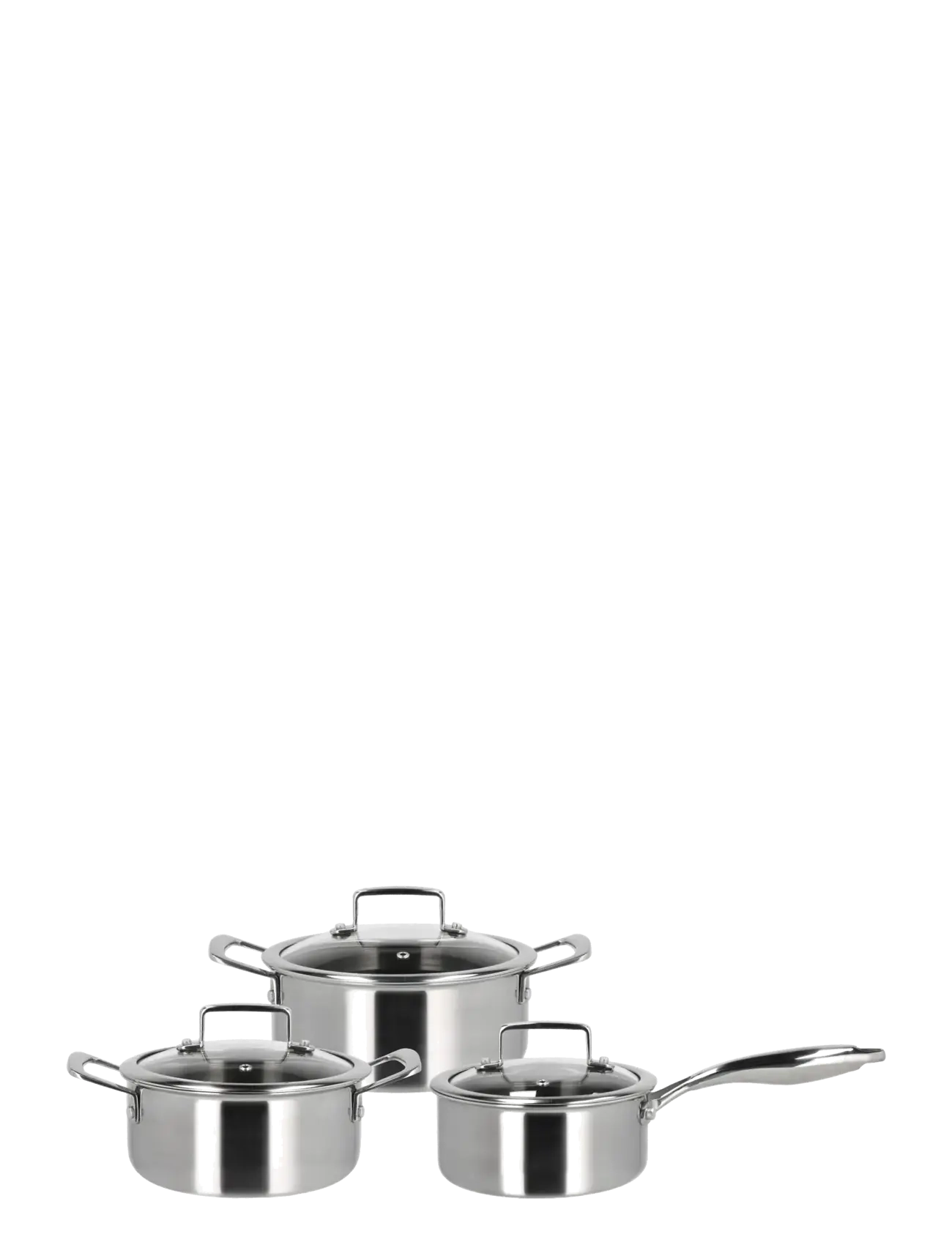 Holm Cookware set w lid Hybrid 3ply 6 parts Stainless steel - Pots & Sause Pans - SILVER / silver