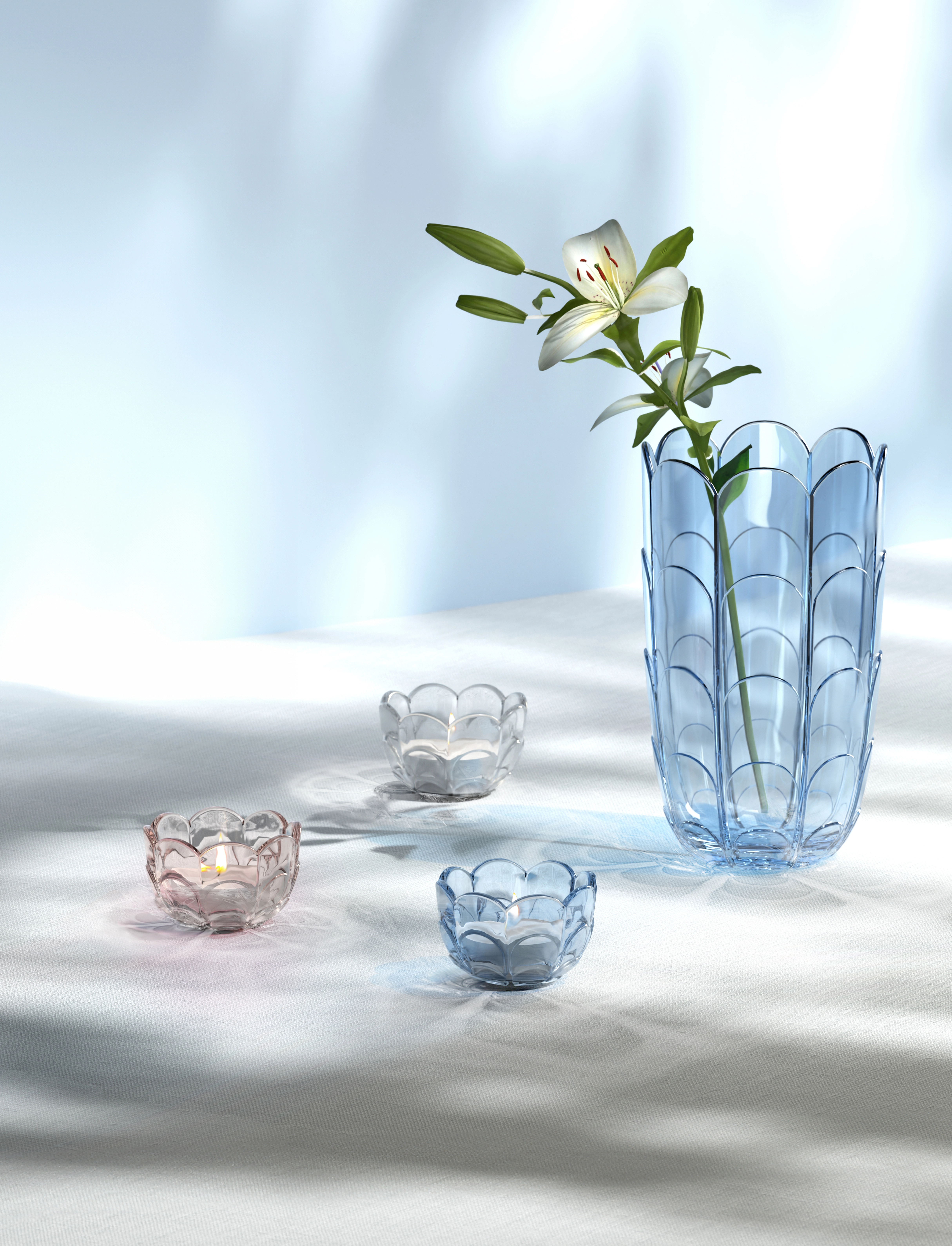 Holmegaard Lily Fyrfadsstage Ø7 Cm Cherry Blossom, 4.5 cm, Candlesticks & Lanterns, Rosa - Tealight Holders, Homeware