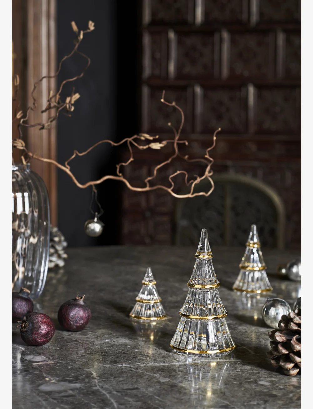 Holmegaard - Fairytales Juletræ lille med guld - køb efter pris - clear with gold - 1