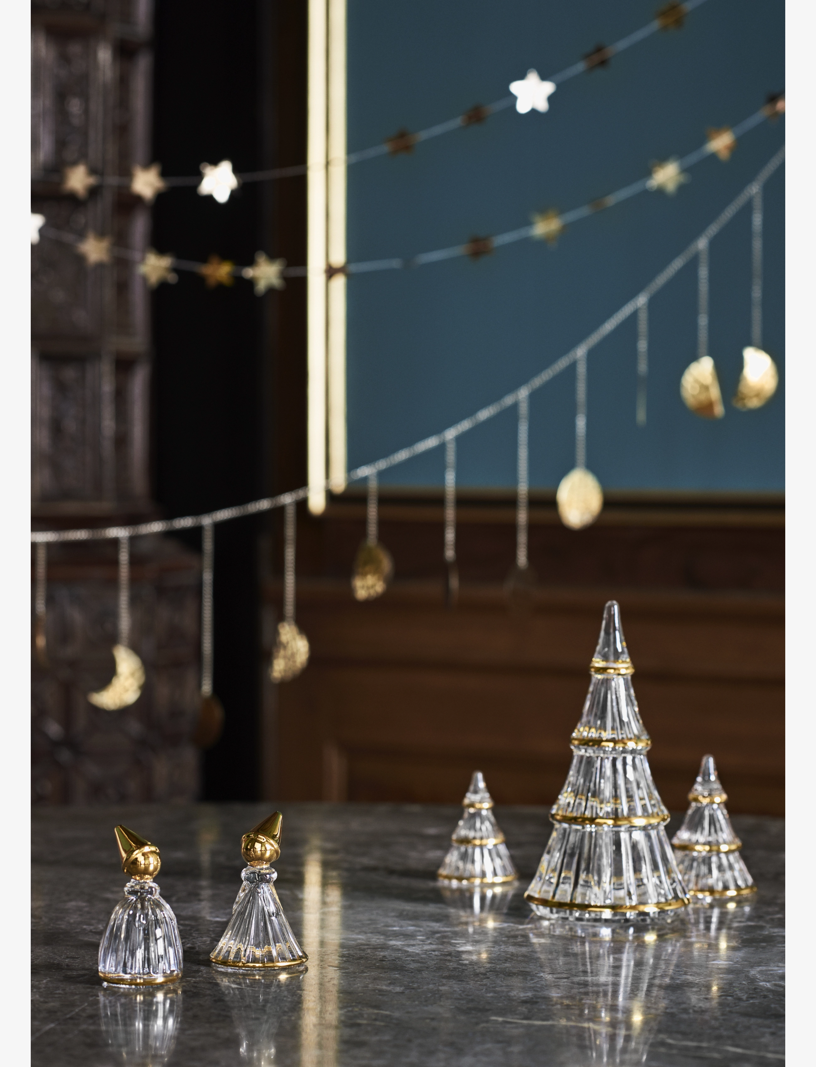Holmegaard - Fairytales Christmas tree large with gold - clear with gold - 3