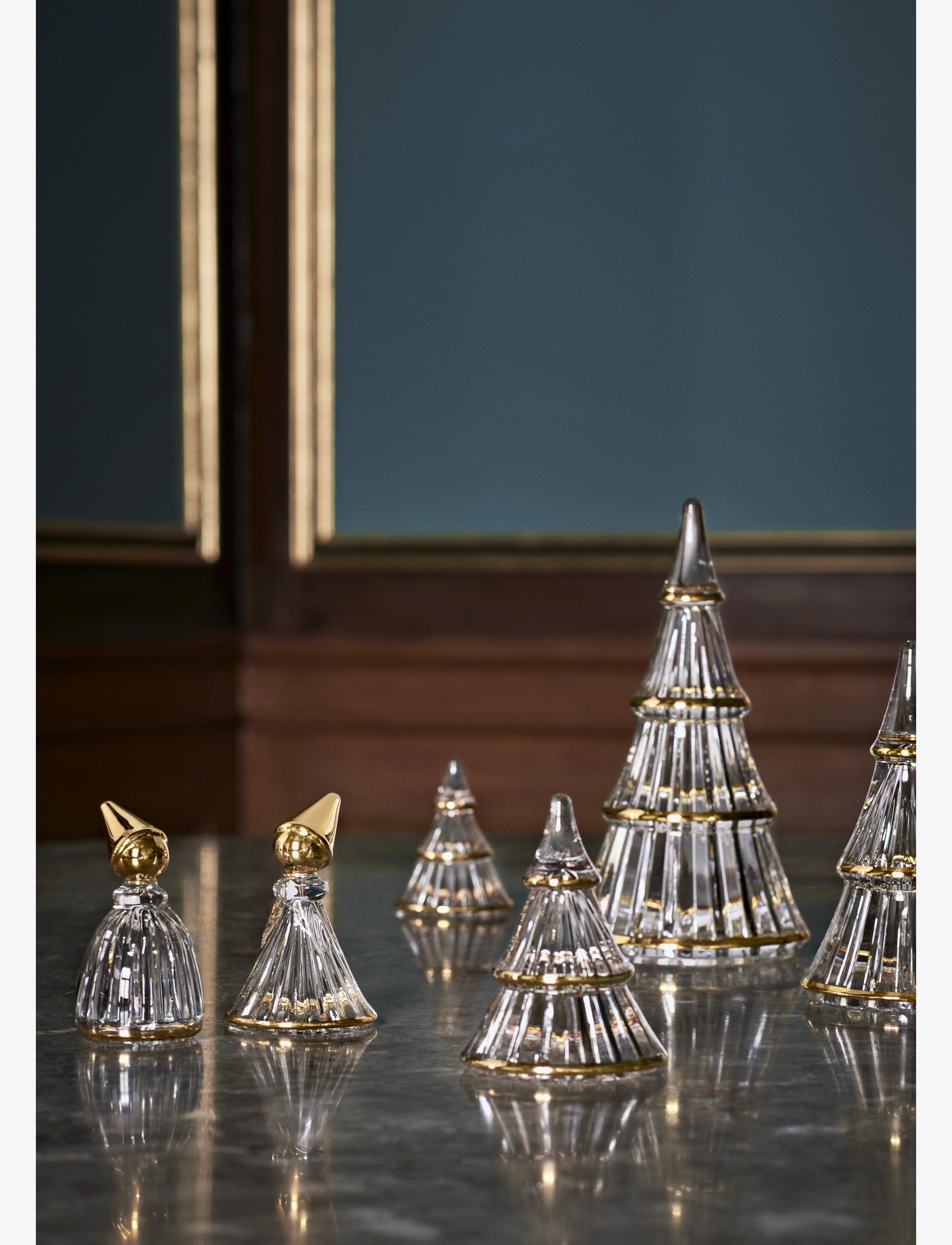 Holmegaard - Fairytales Christmas tree xlarge with gold - clear with gold - 2