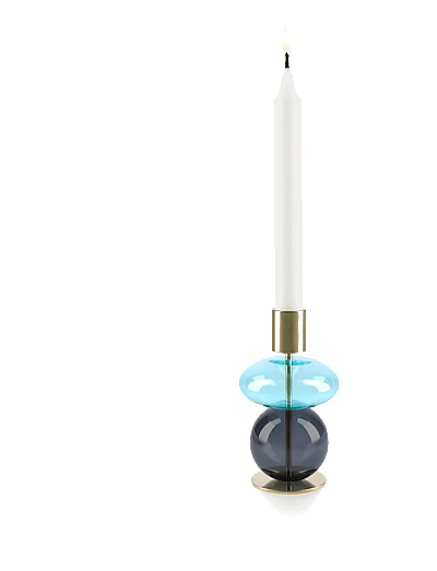Holmegaard Bubble Candle holder - Świeczniki i świeczniki - BLUE/SMOKE / white