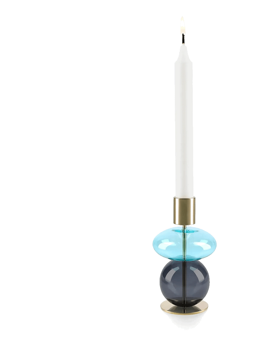 Holmegaard - Bubble Candle holder H14 cm light blue/smoke - blue/smoke - 1