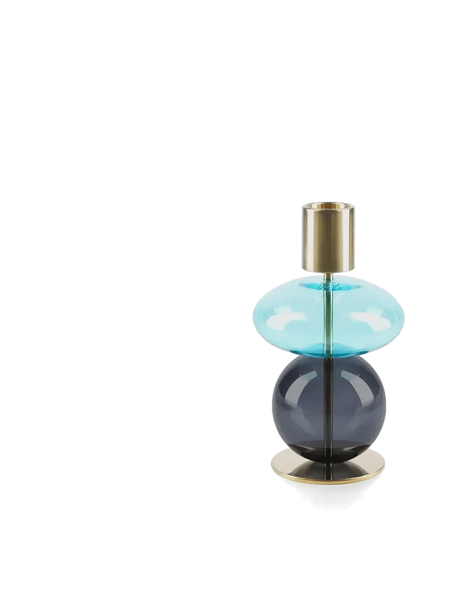 Holmegaard - Bubble Candle holder H14 cm light blue/smoke - blue/smoke - 2