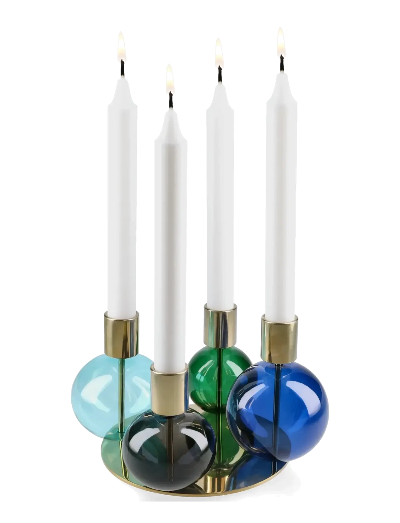 Holmegaard Bubble 4-armet lysestage Ø17.5 cm blå/grøn - Holmegaard - BLUE/GREEN/SMOKE / white