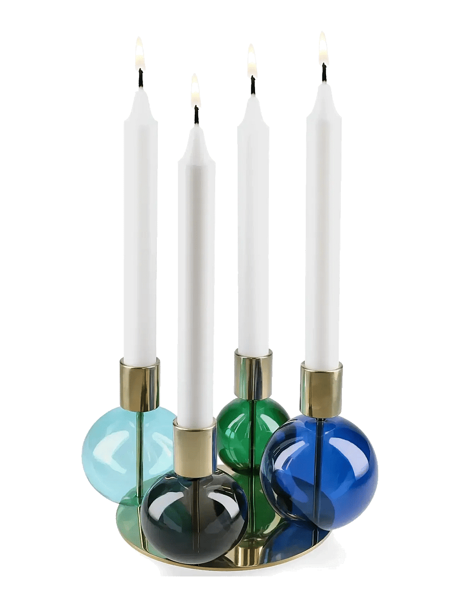 Holmegaard - Bubble 4-armed candle holder Ø17.5 cm blue/green - kerzenständer - blue/green/smoke - 1