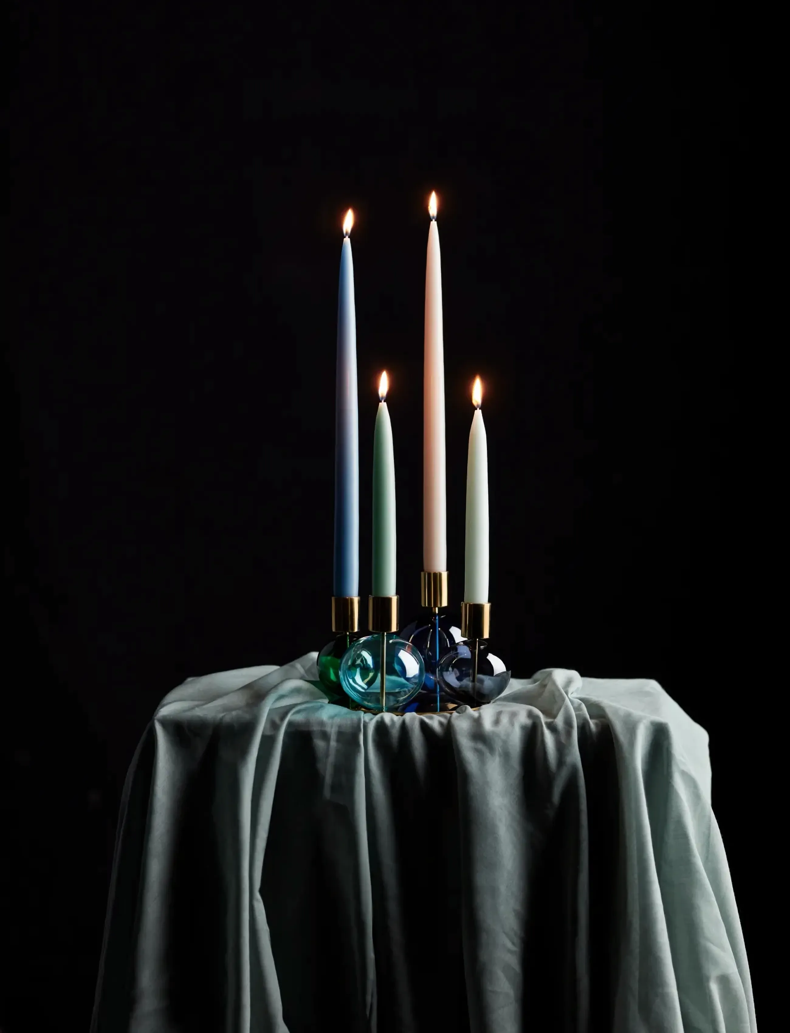 Holmegaard Bubble 4-Armet Lysestage Ø17.5 Cm Blå/Grøn, 12 cm, Candlesticks & Lanterns, Weiß - Candlesticks, Homeware