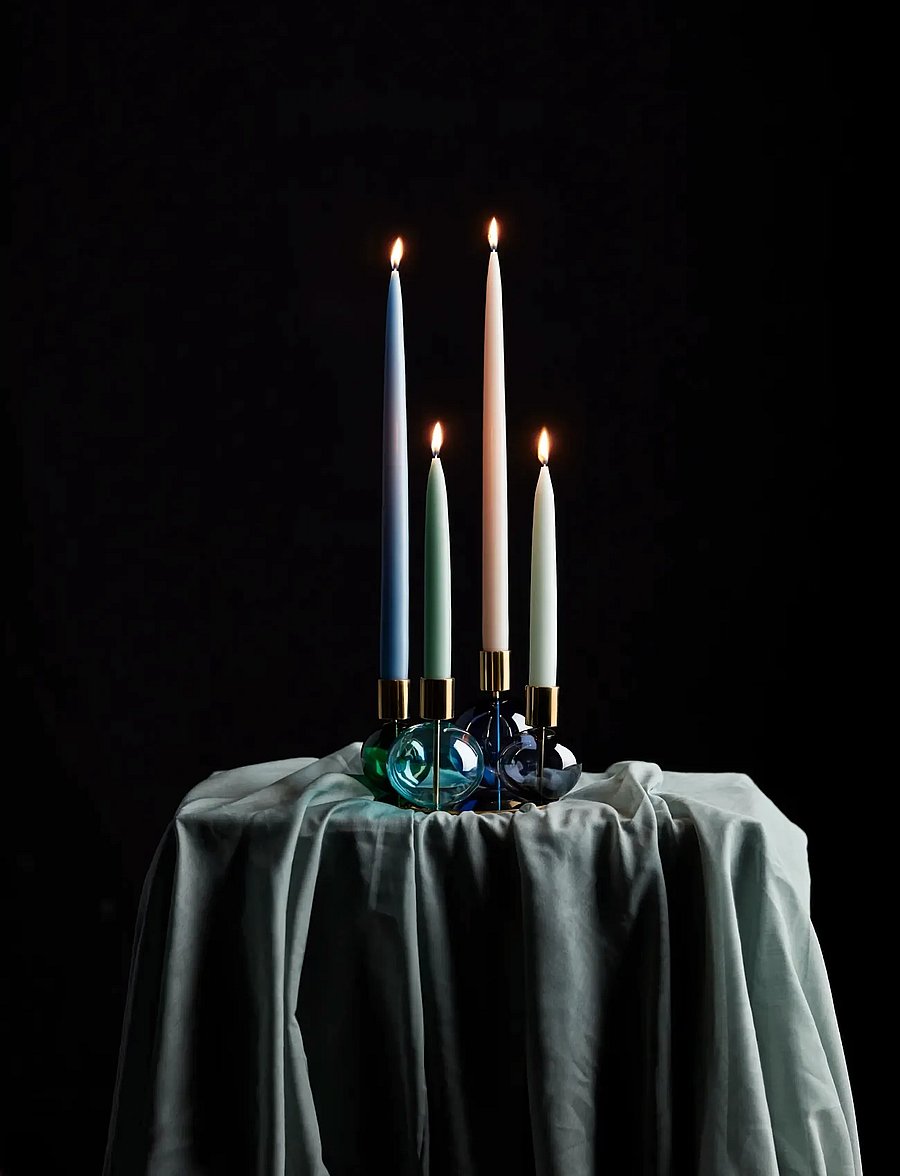 Holmegaard - Bubble 4-armed candle holder Ø17.5 cm blue/green - kerzenständer - blue/green/smoke - 0