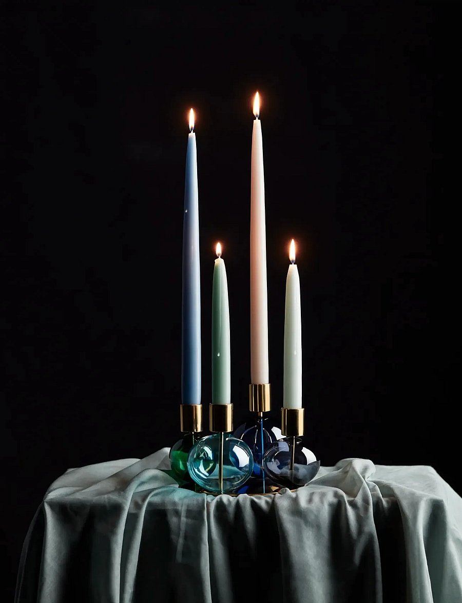 Holmegaard - Bubble 4-armed candle holder Ø17.5 cm blue/green - kerzenständer - blue/green/smoke - 4