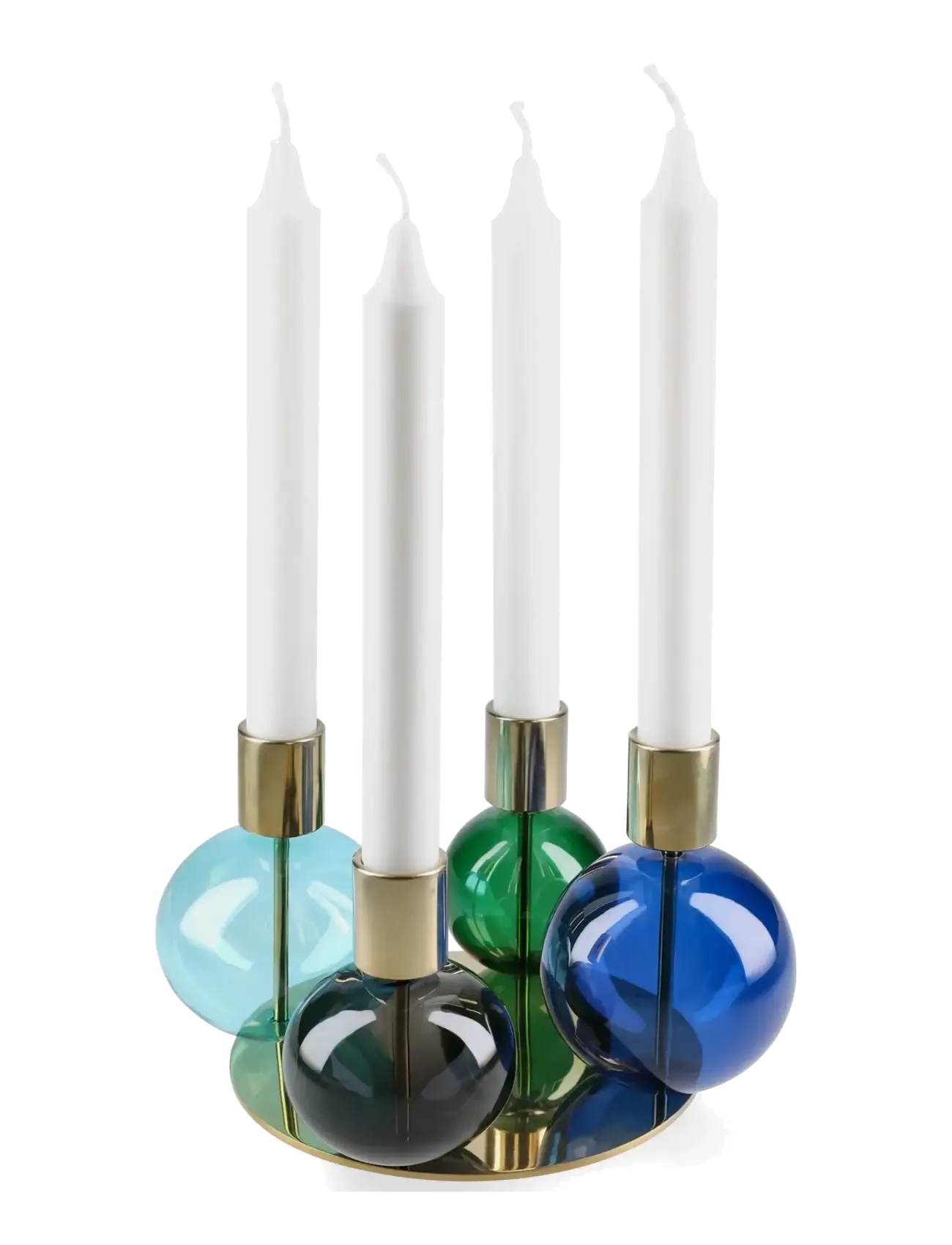 Holmegaard - Bubble 4-armet lysestage Ø17.5 cm blå/grøn - blue/green/smoke - 3