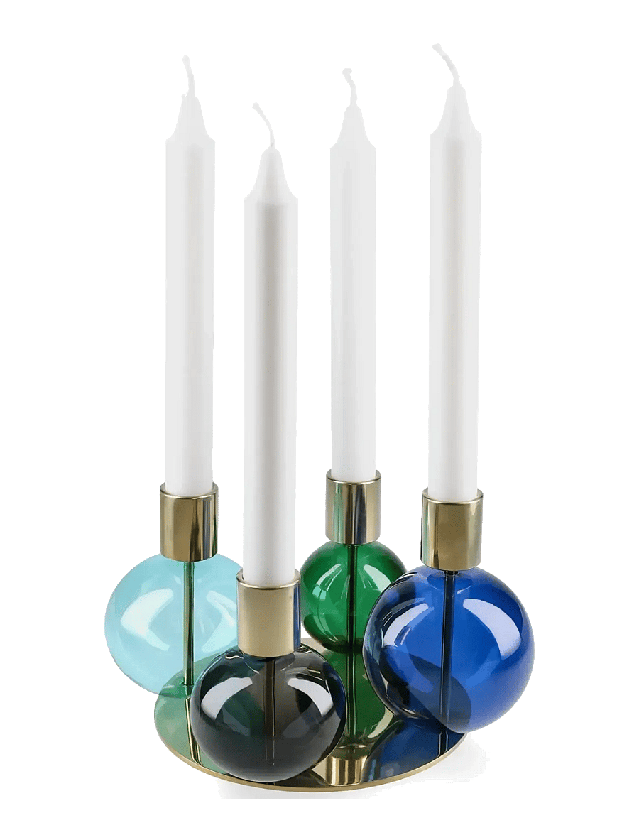 Holmegaard - Bubble 4-armed candle holder Ø17.5 cm blue/green - kerzenständer - blue/green/smoke - 3