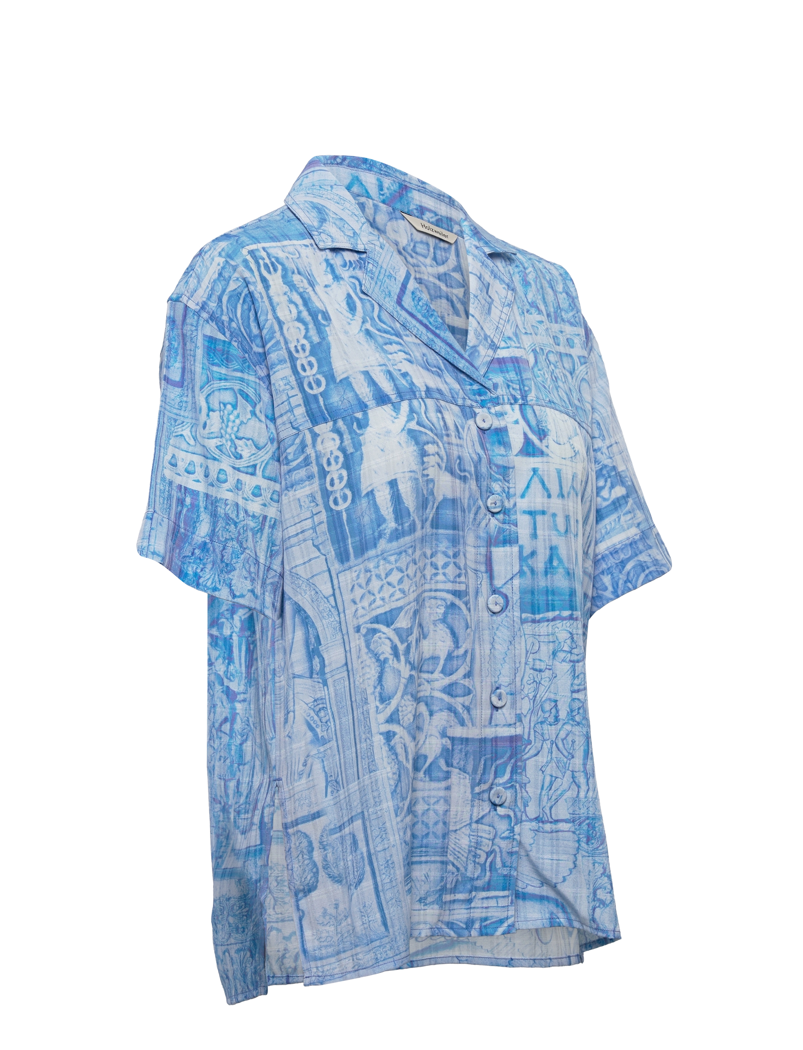 HOLZWEILER - Edgar Print Shirt 22-02 - kortærmede skjorter - blue mix - 2