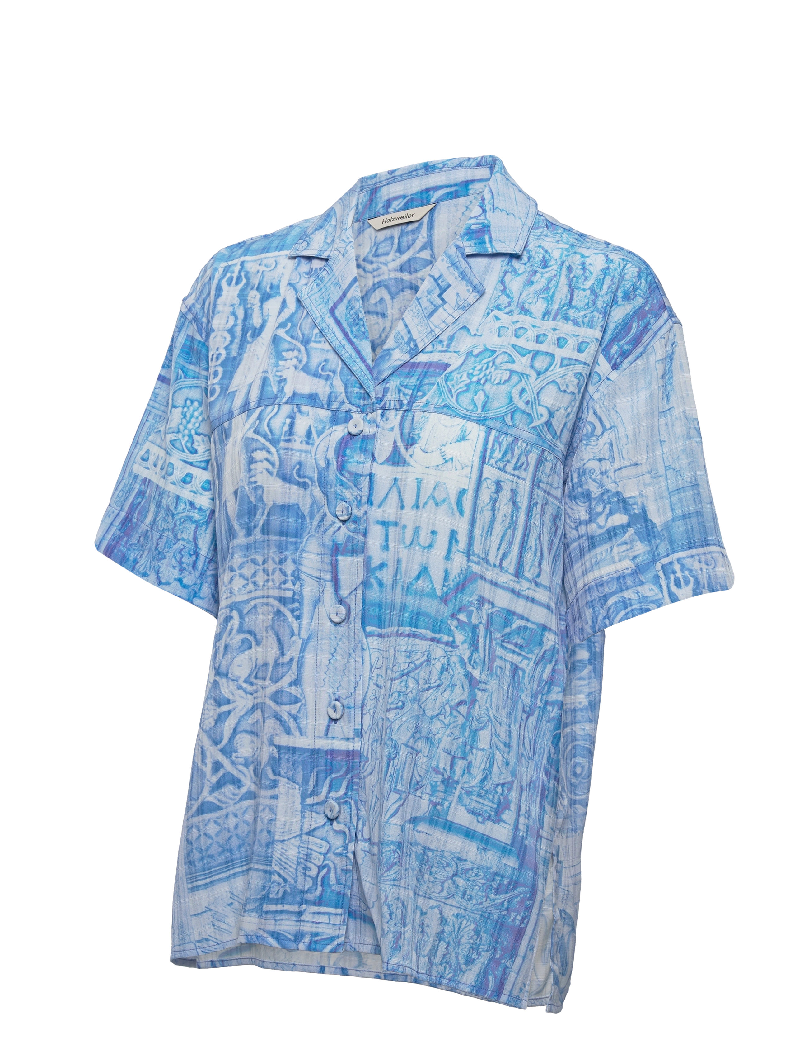 HOLZWEILER - Edgar Print Shirt 22-02 - kortærmede skjorter - blue mix - 3