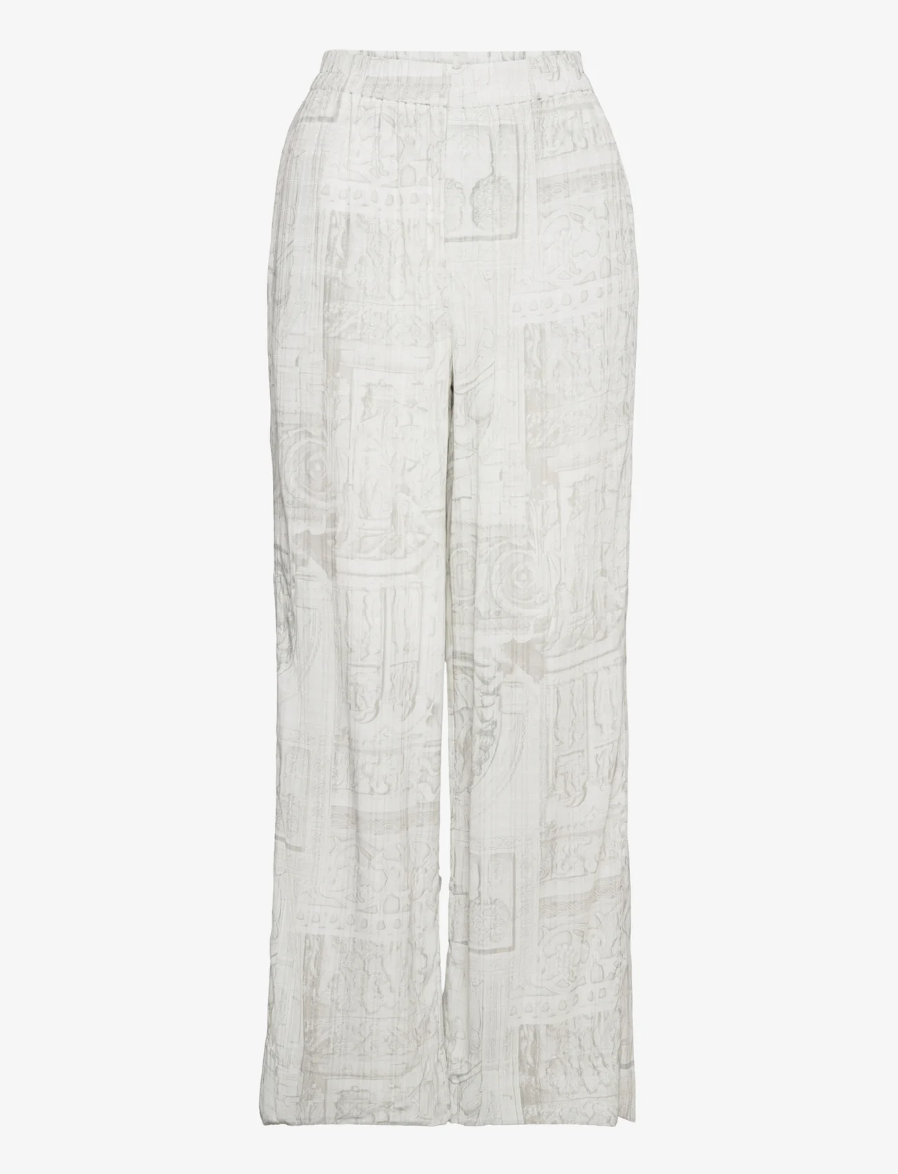 HOLZWEILER - Luka Print Trouser 22-02 - bukser med brede ben - lt. grey mix - 0