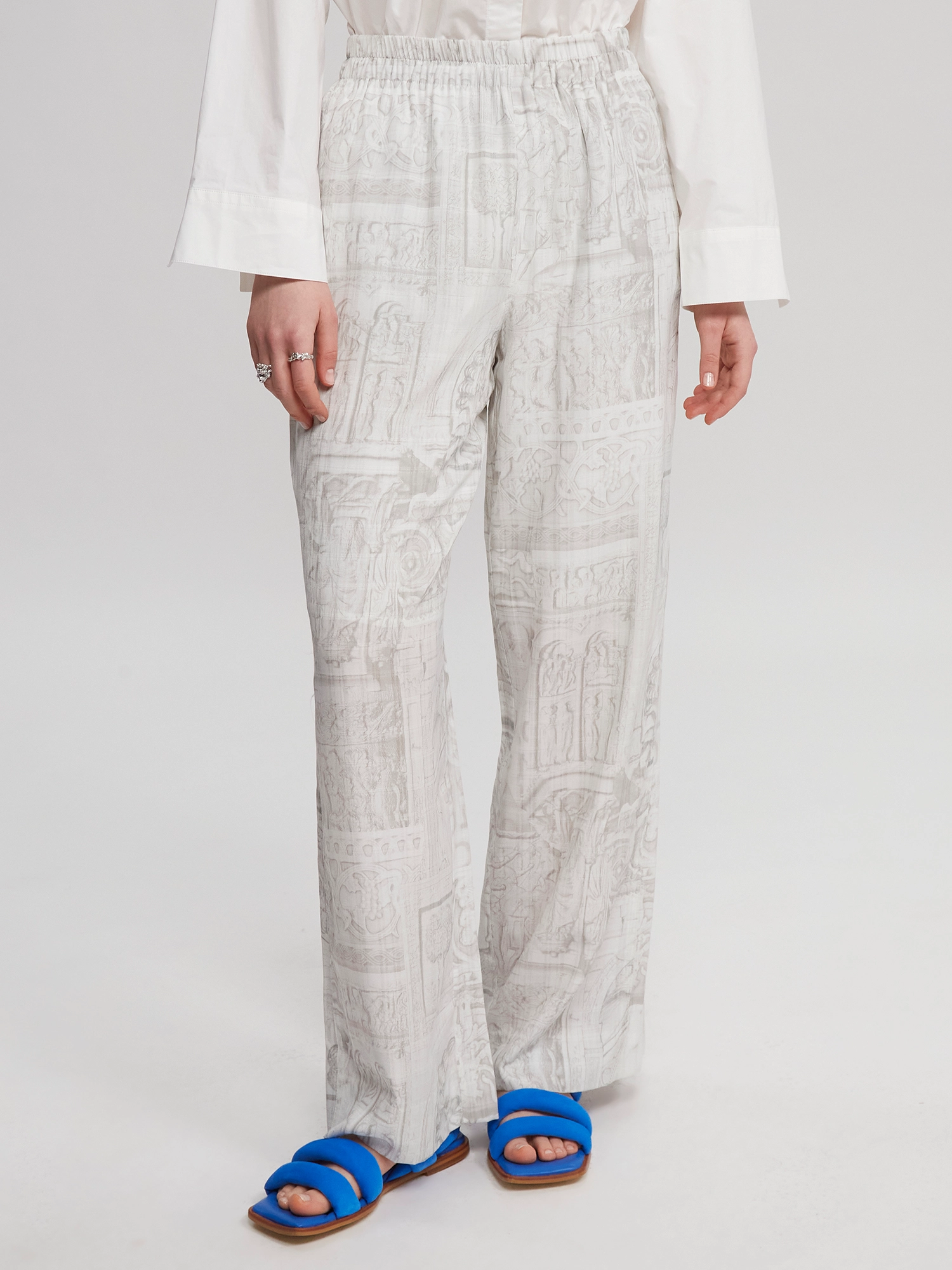 HOLZWEILER - Luka Print Trouser 22-02 - festtøj til outletpriser - lt. grey mix - 4