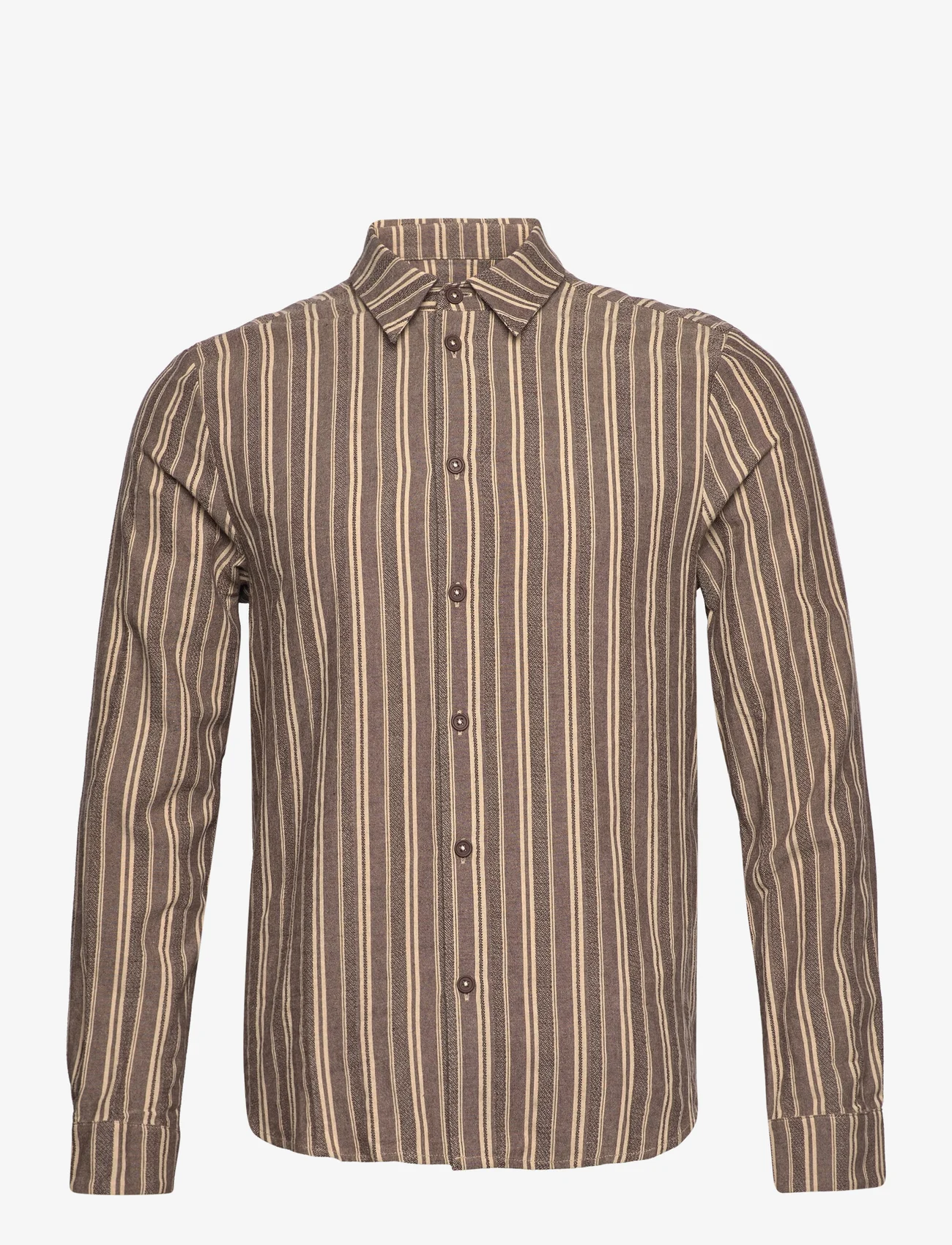 HOLZWEILER - Clip Striped Shirt - rennot kauluspaidat - brown stripe - 0