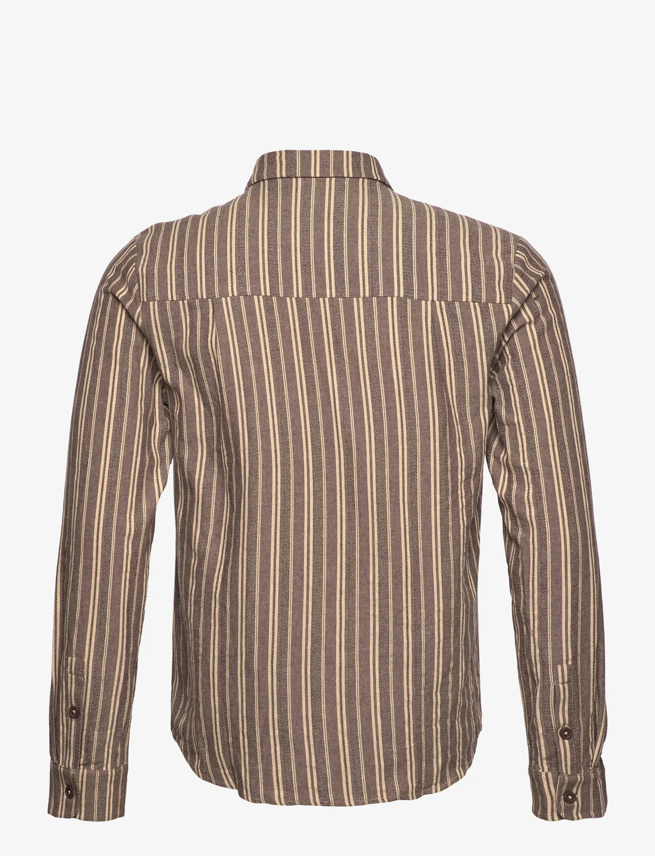 HOLZWEILER - Clip Striped Shirt - rennot kauluspaidat - brown stripe - 1