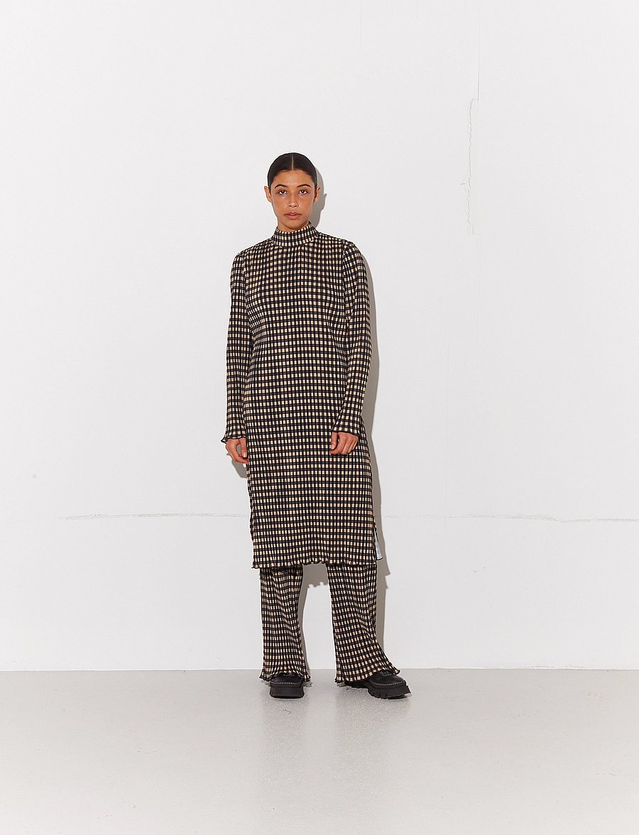 HOLZWEILER - Galia Check Dress - midikleidid - beige check - 3