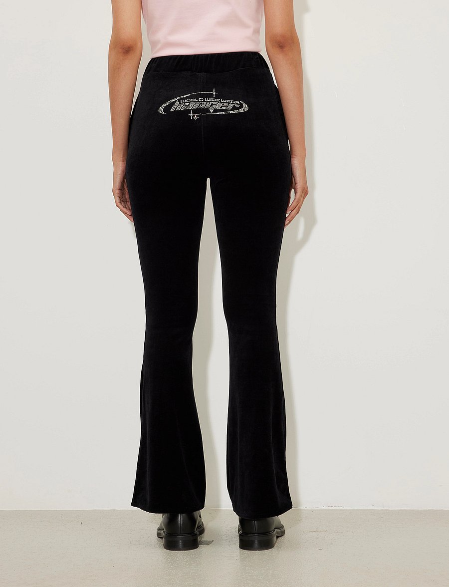 HOLZWEILER - W. Hanger Velvet Rhinestone Trousers - sweatpants - black - 4