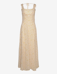 Godet Print Dress - YELLOW MIX