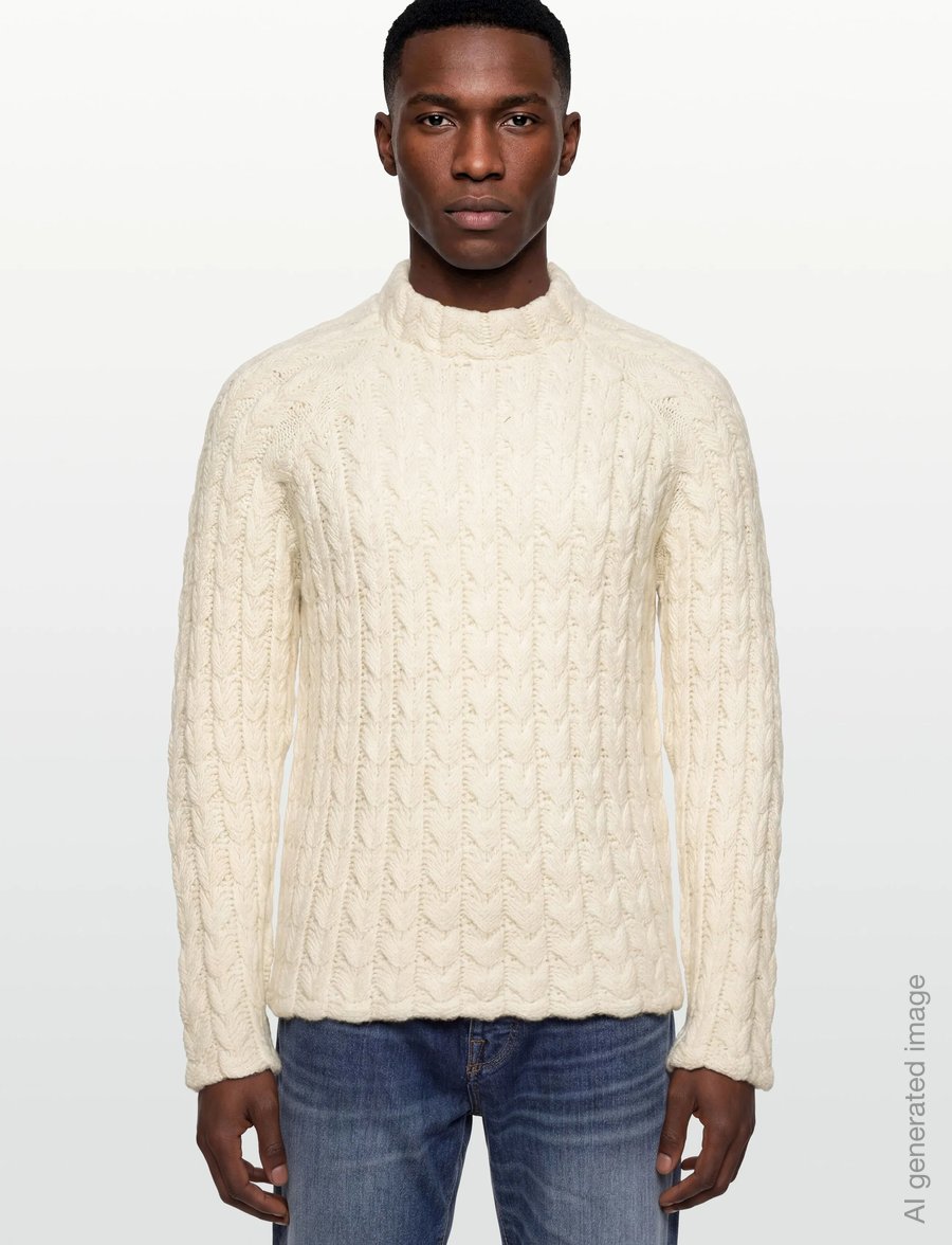 HOLZWEILER - Caraway Cable Crew - round necks - ecru - 3