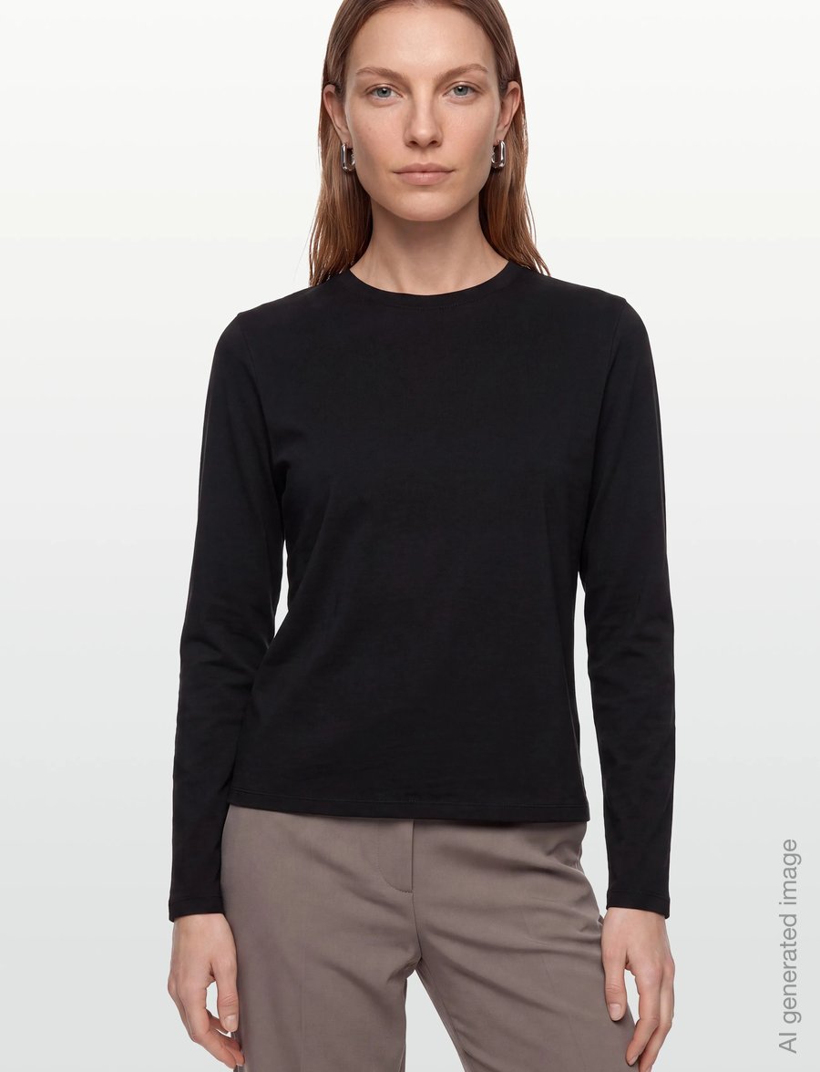 HOLZWEILER - W. Regular Long Sleeve - long-sleeved tops - black - 3